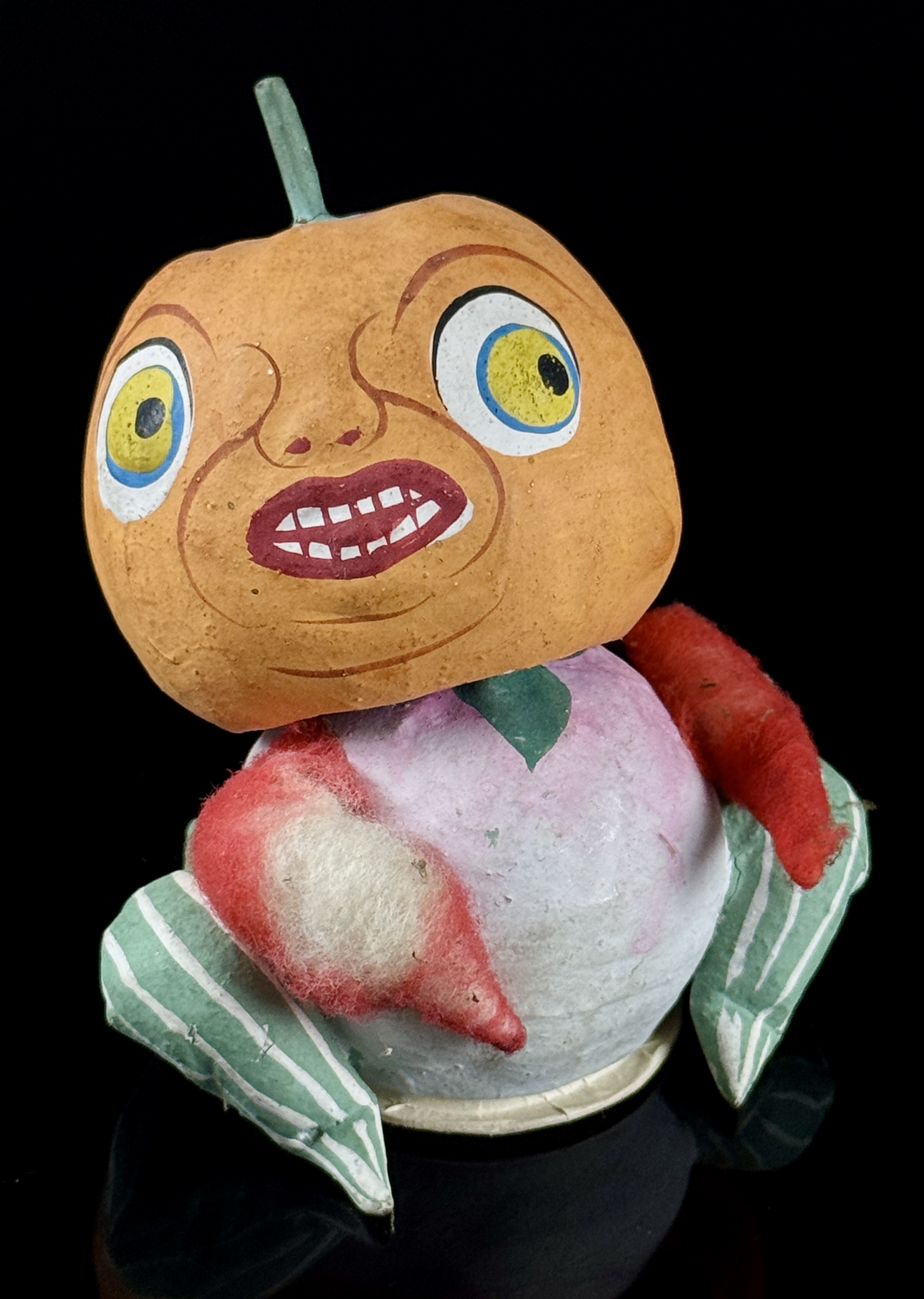 Antique German 1900s Halloween Pumpkin and Radish Vegetable Man Figure