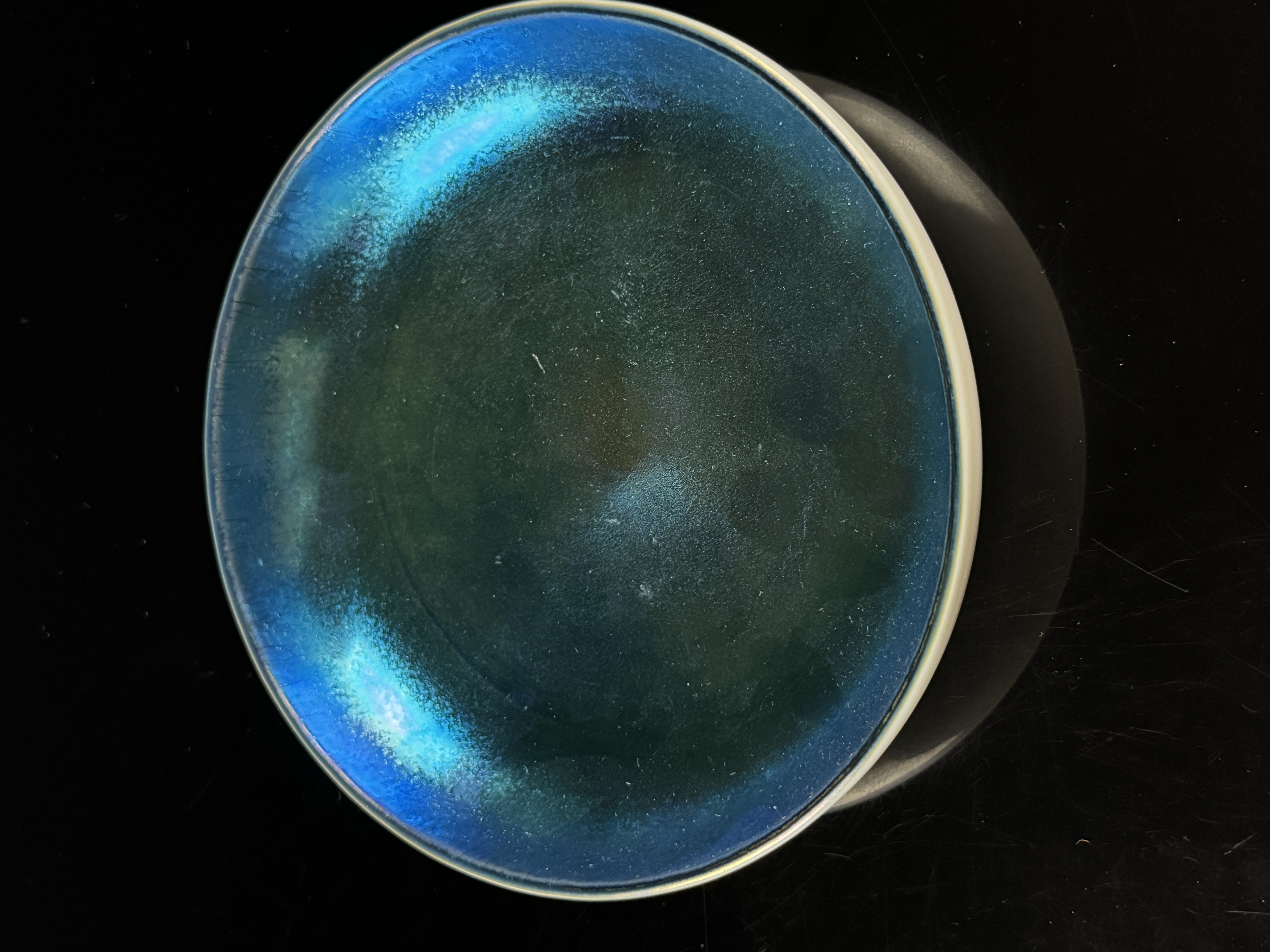 Steuben Blue Aurene and Calcite Art Glass Bowl