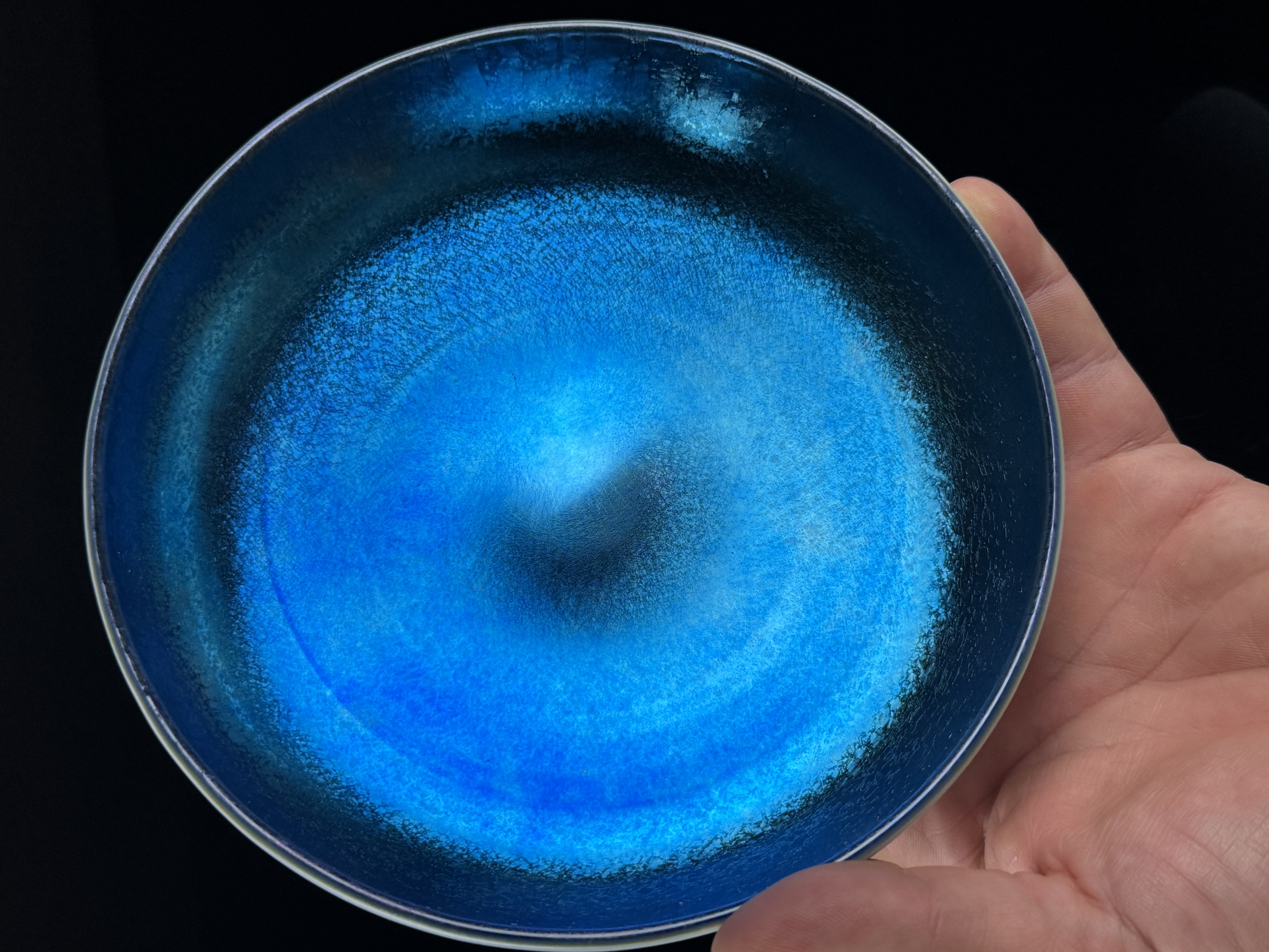 Steuben Blue Aurene and Calcite Art Glass Bowl