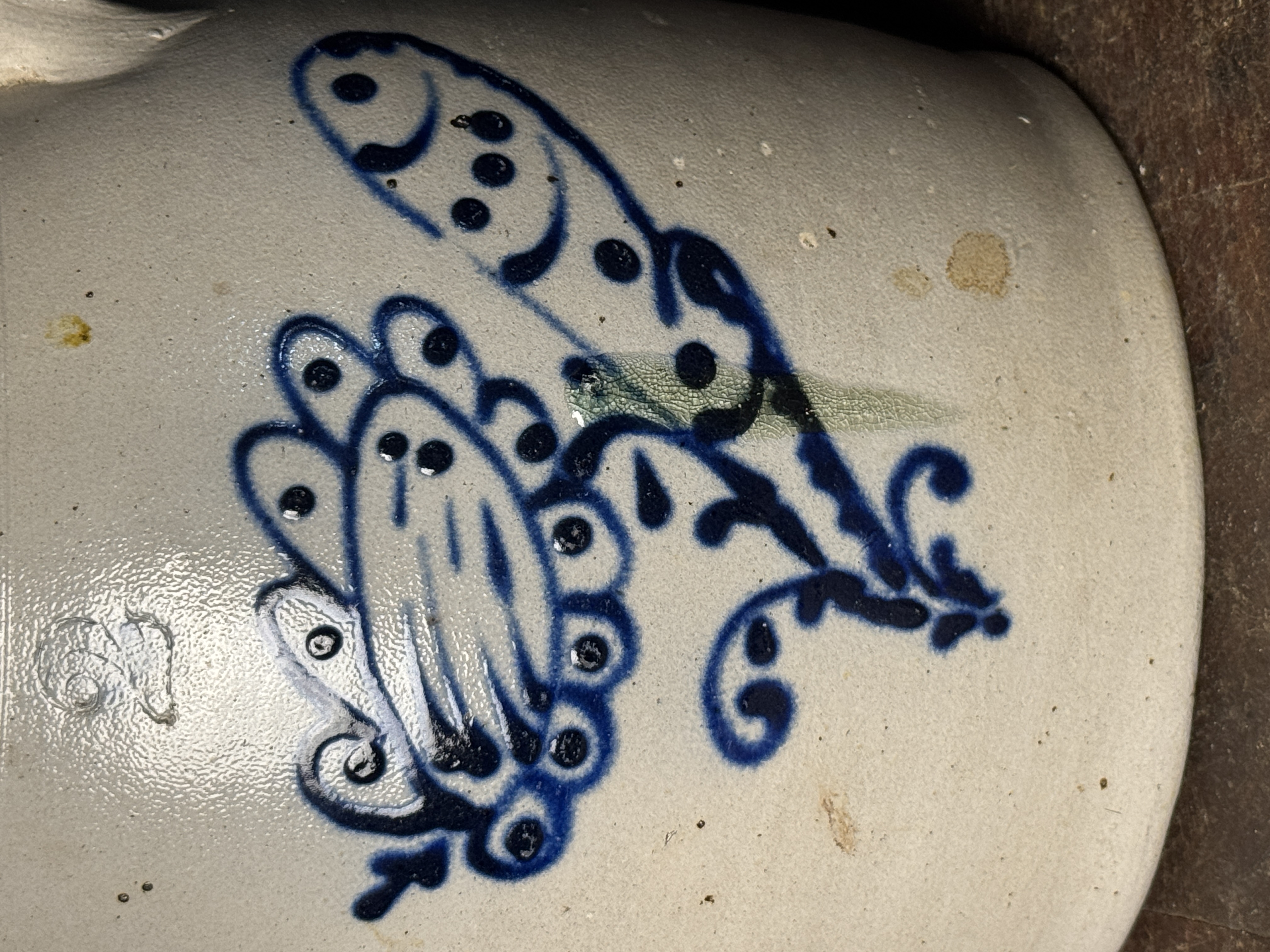 A.O. Whittemore Havana NY Two Gallon Stoneware Crock with Cobalt Bird Decoration