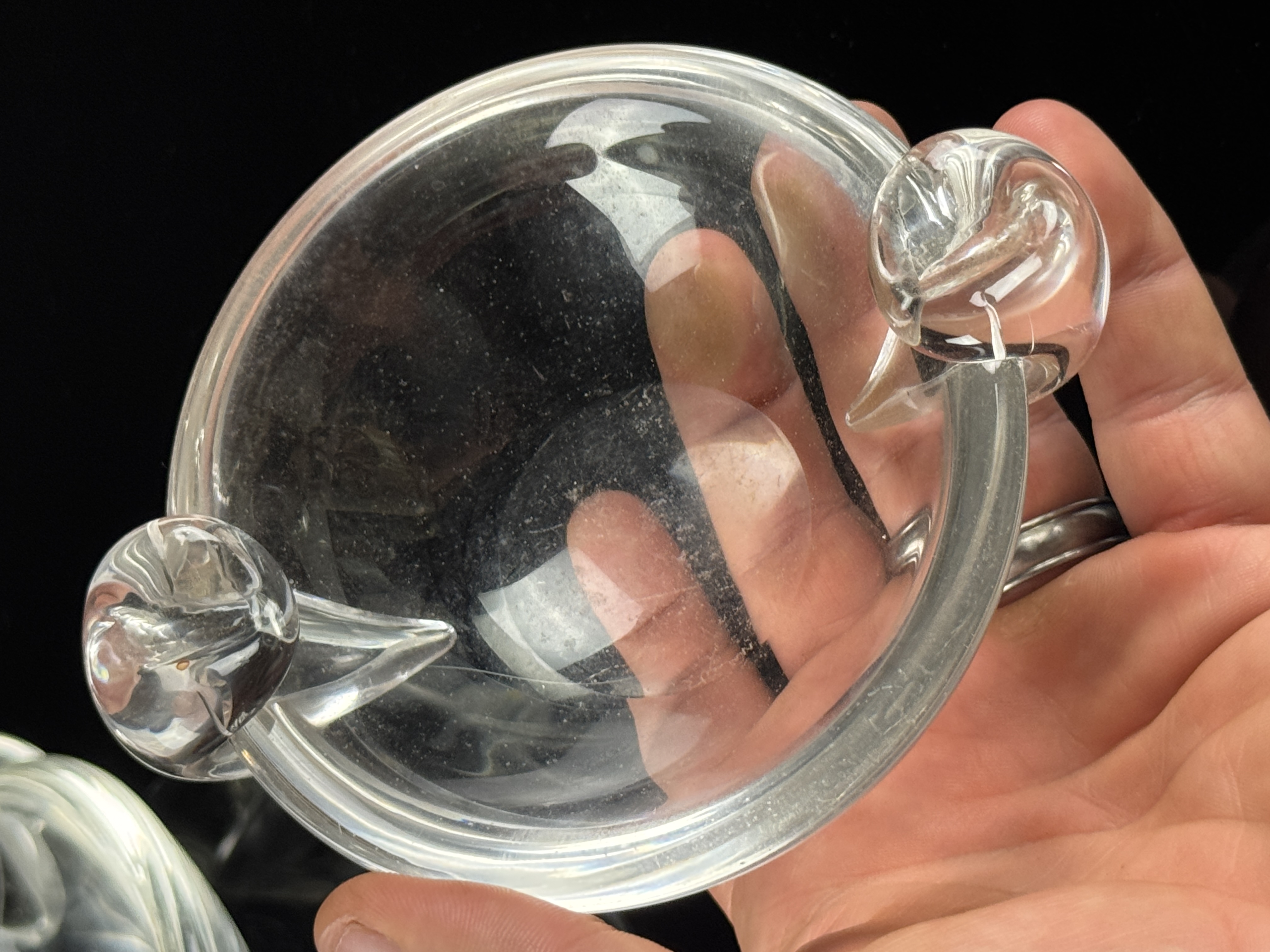 A Pair of Steuben Snail Scroll Hand-Formed Crystal Bowls