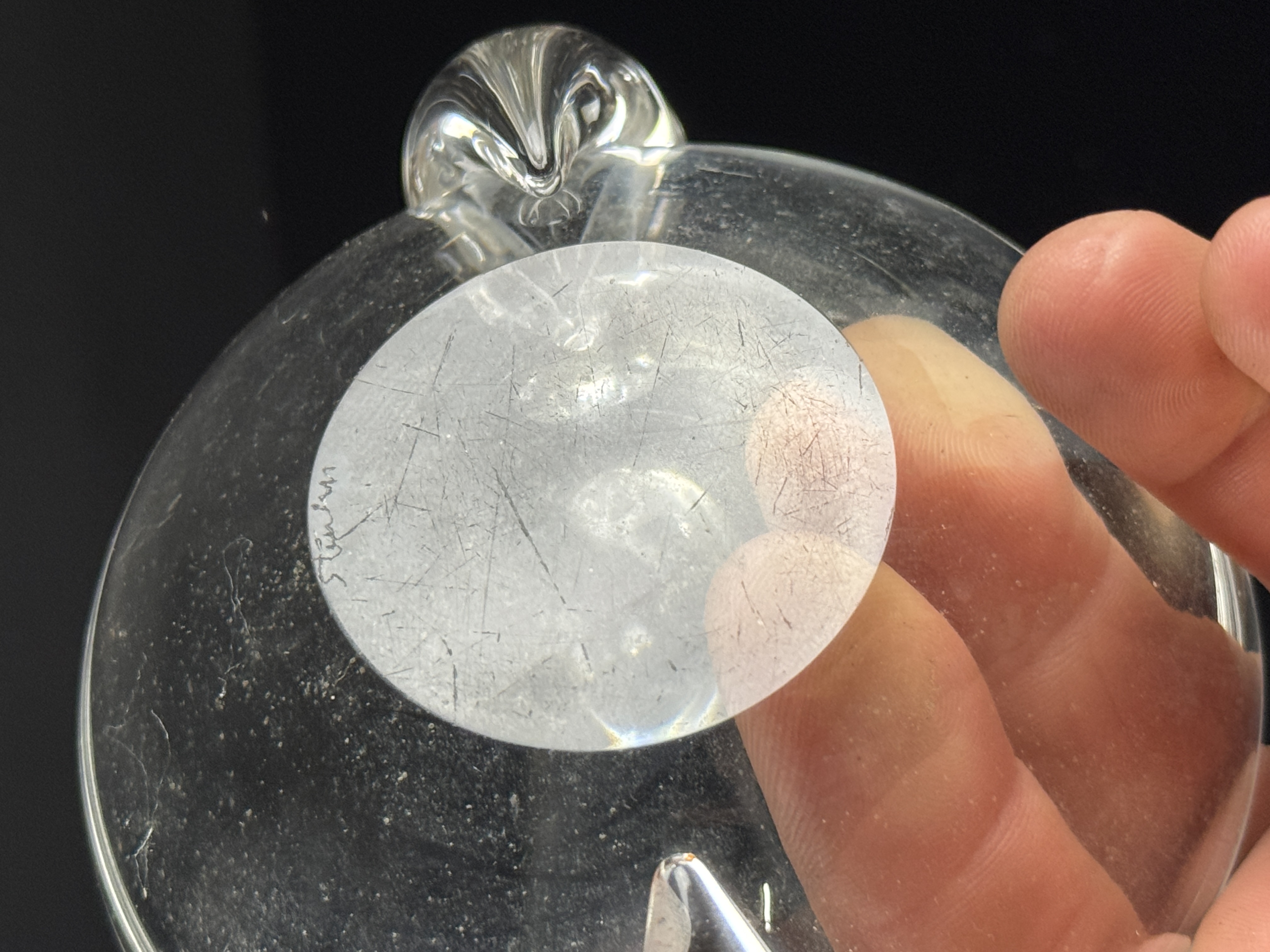A Pair of Steuben Snail Scroll Hand-Formed Crystal Bowls