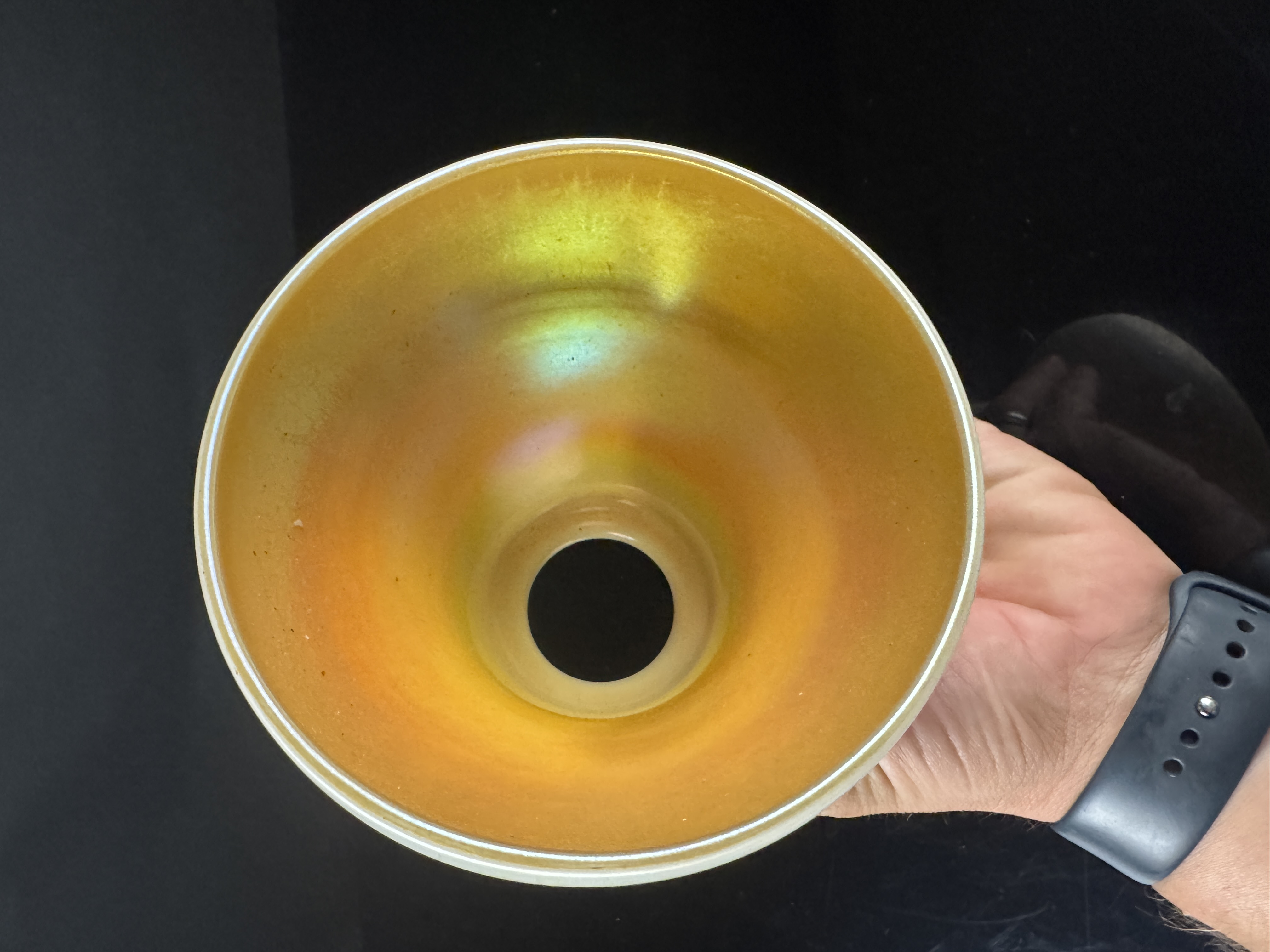 Steuben Calcite and Gold Aurene Art Glass Lamp Shade