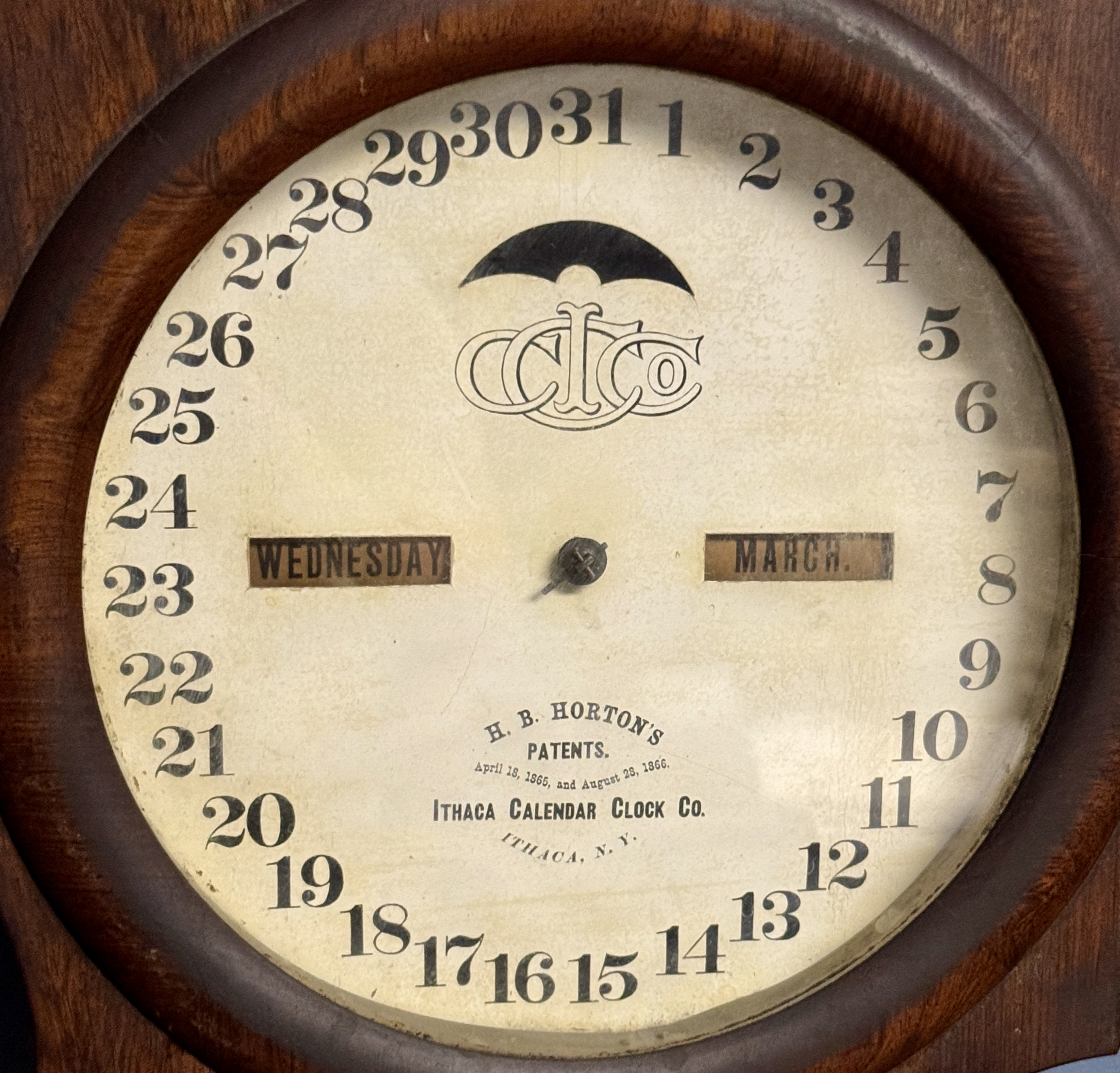 Ithaca No. 4 Office Calendar Wall Clock with Skeletonized Dial