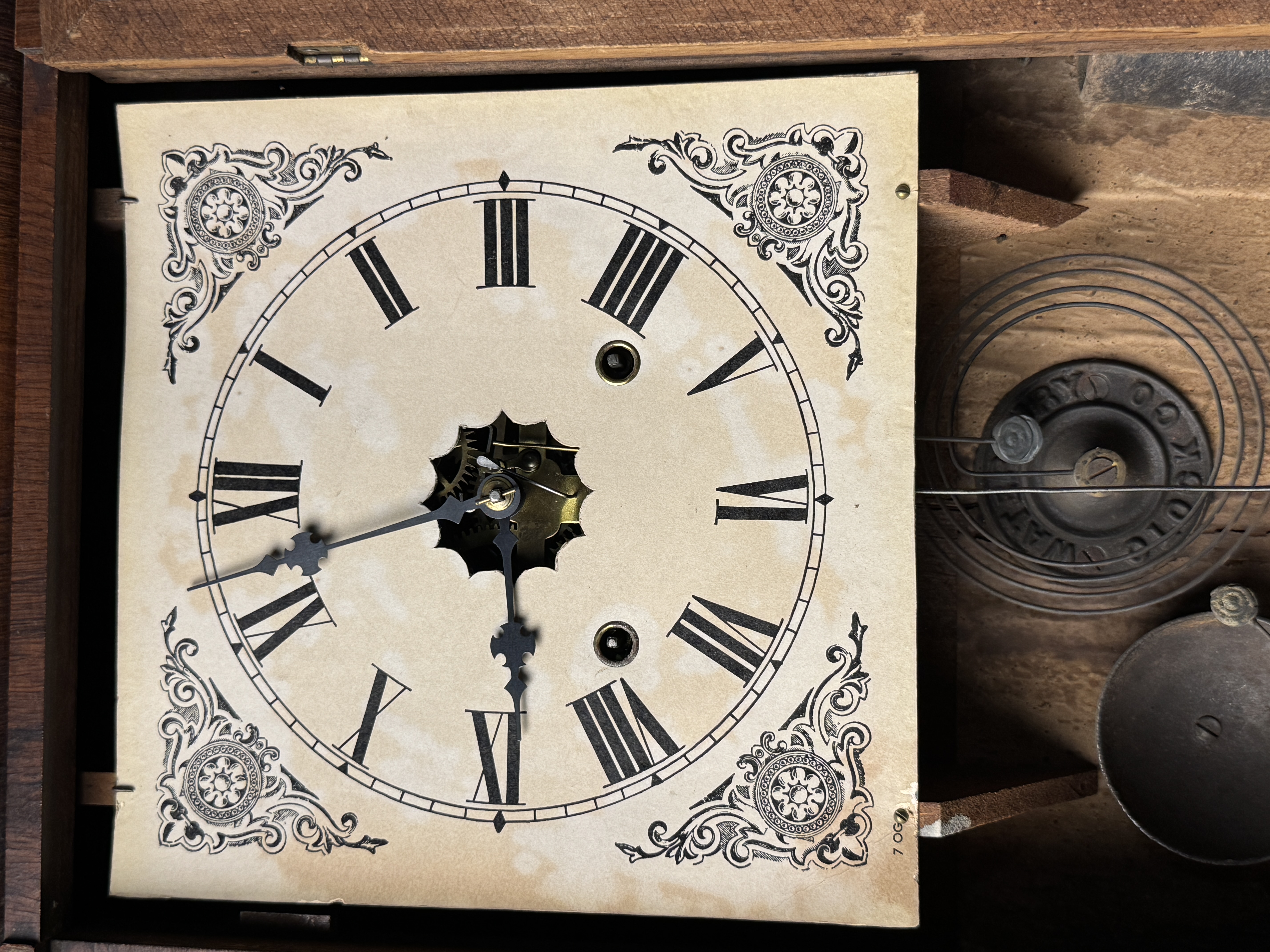 Waterbury Clock Co. Mahogany Ogee Mantel Clock with Andrew Jackson Portrait