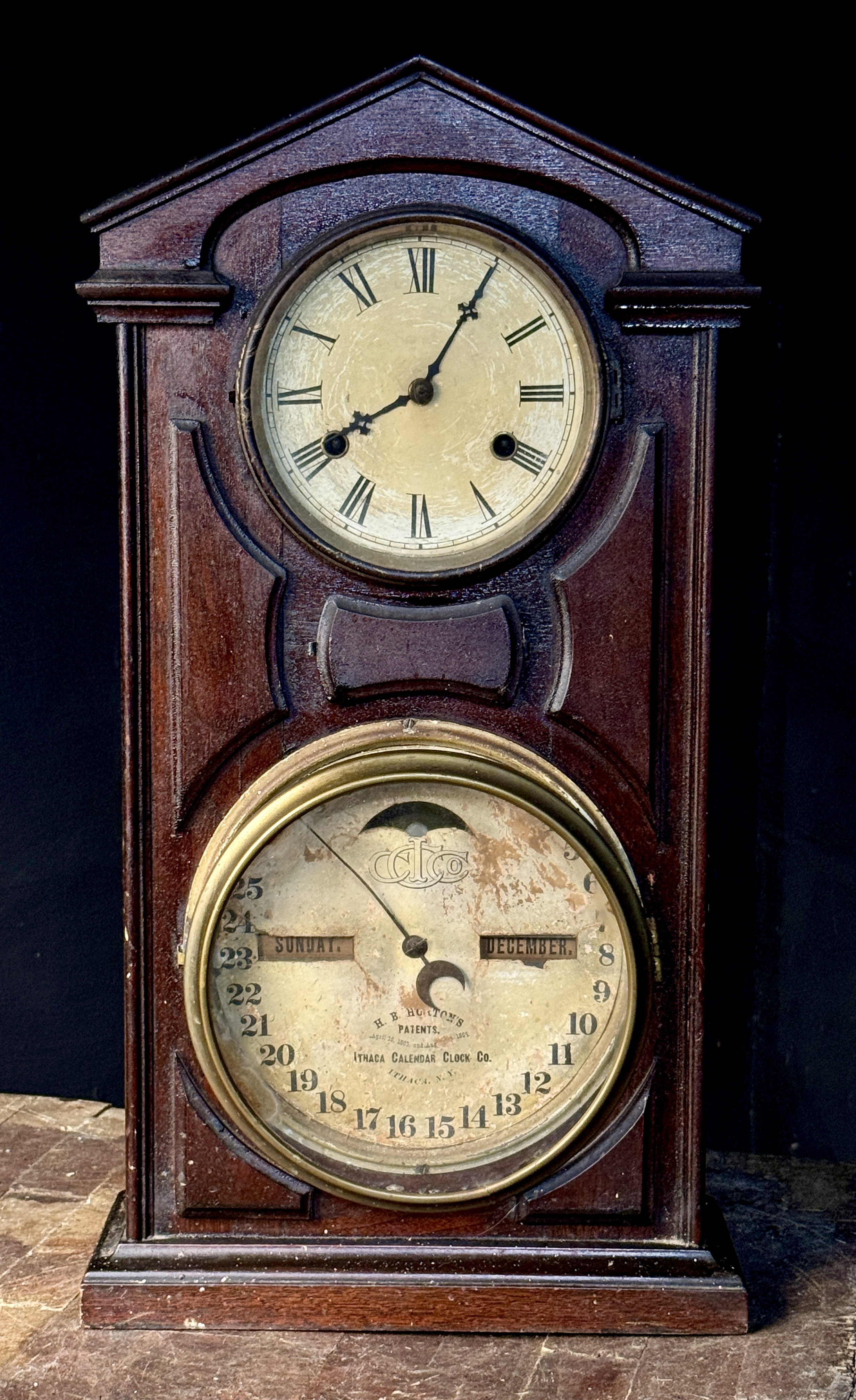 Ithaca Shelf Cottage No. 7 Double Dial Calendar Clock
