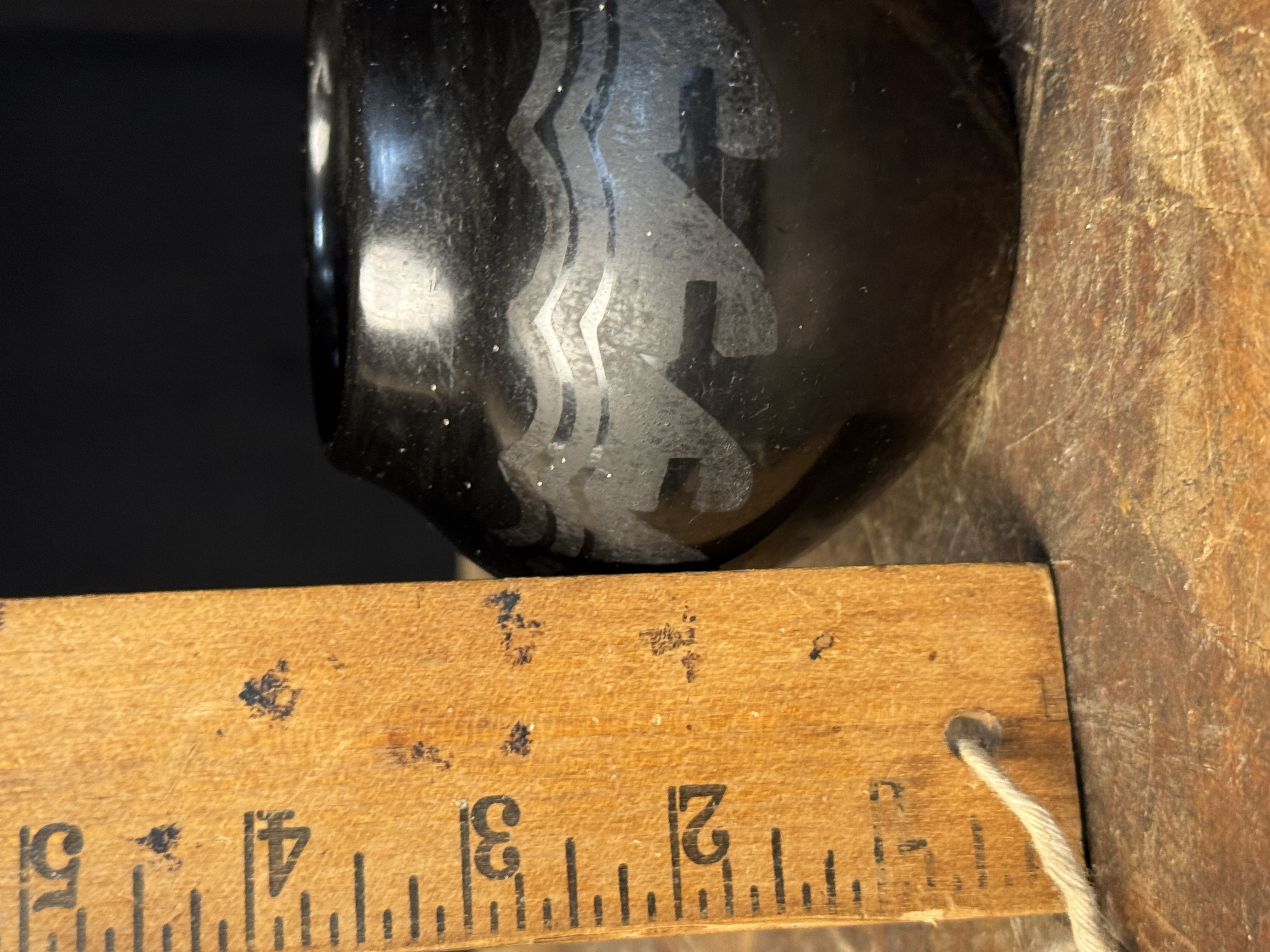 San Ildefonso Pueblo Black-on-Black Pottery Jar by Maria Martinez and Santana Roybal Martinez