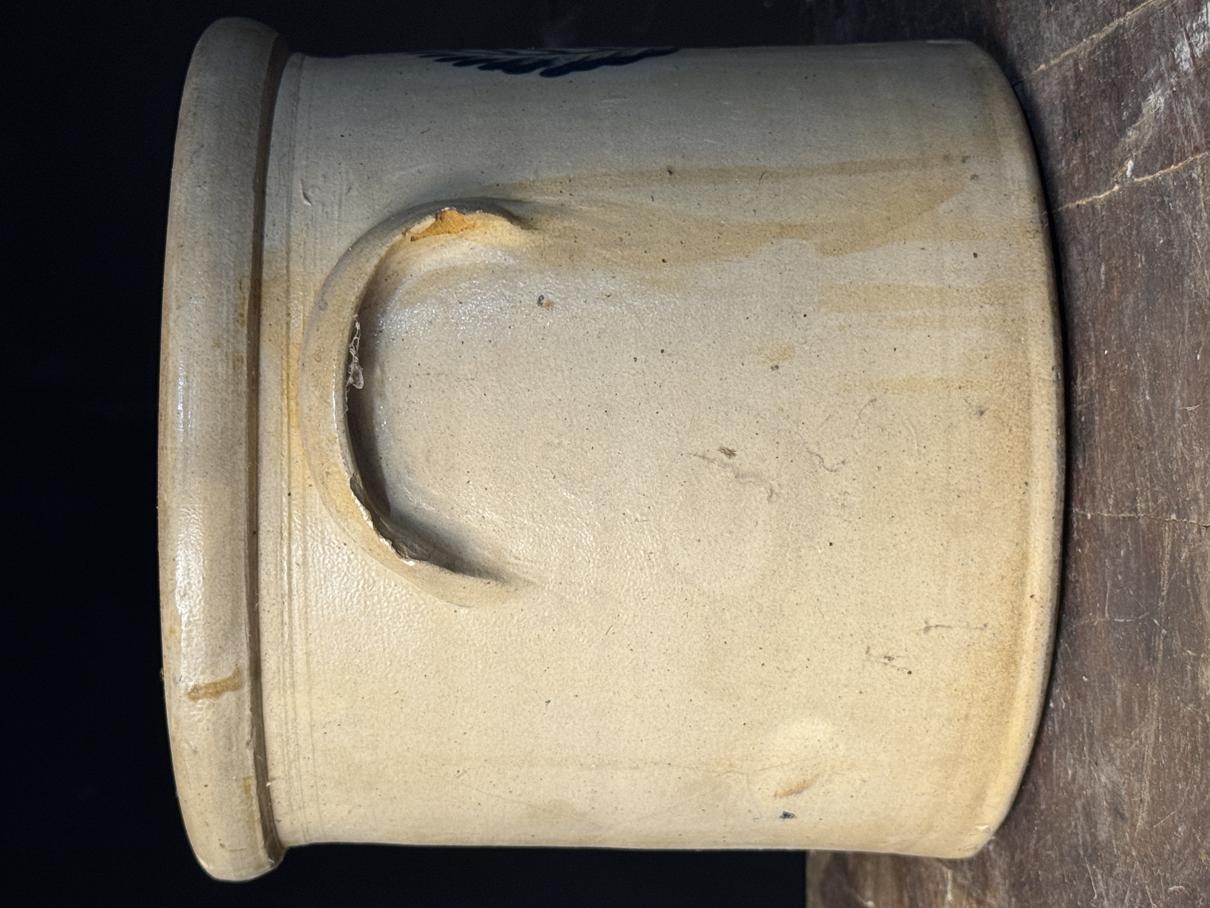 Burger and Co. Rochester New York Three Gallon Stoneware Crock with Cobalt Wreath Decoration