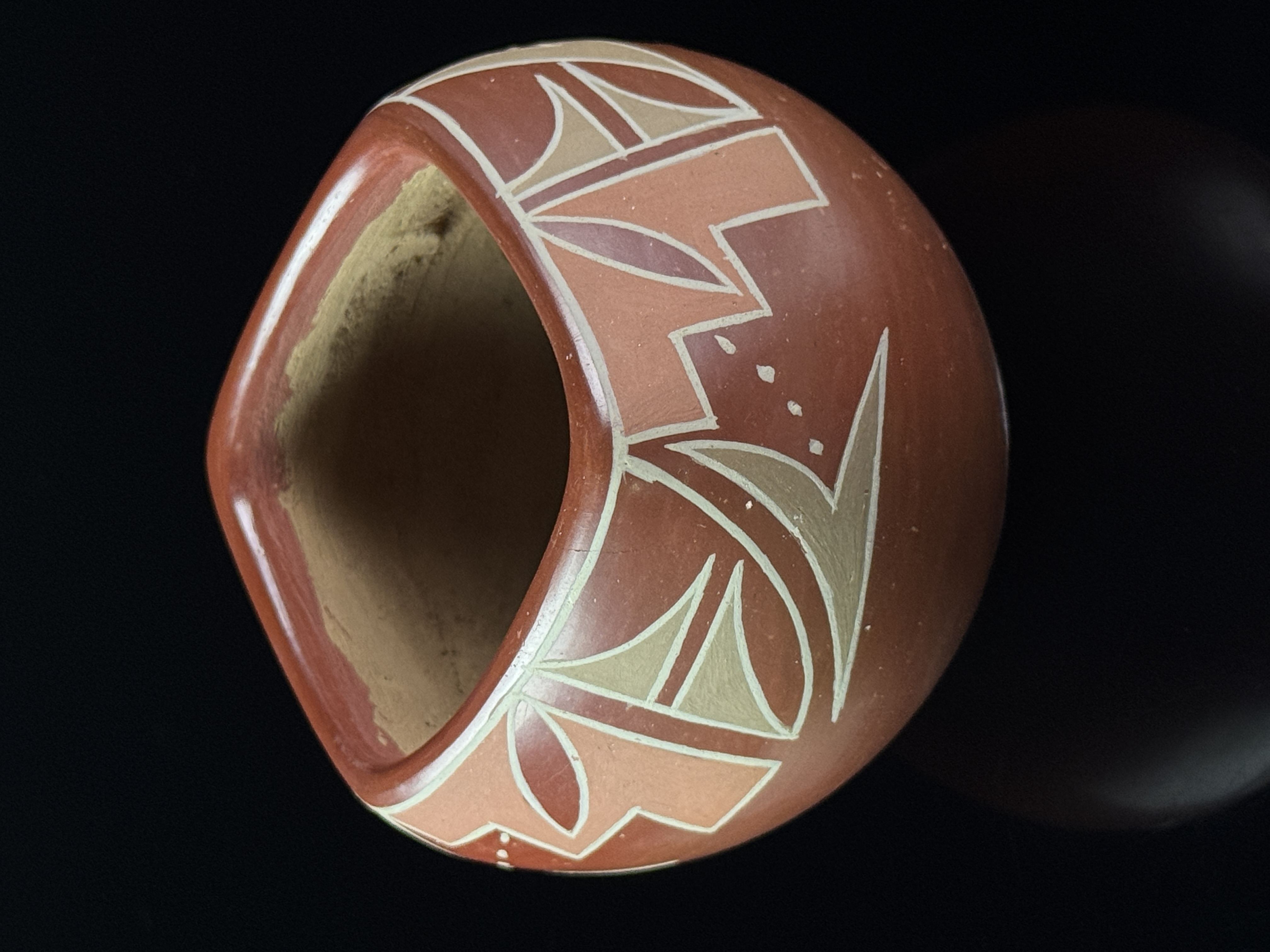 Flora Naranjo Santa Clara Pueblo Miniature Polychrome Redware Pottery Jar