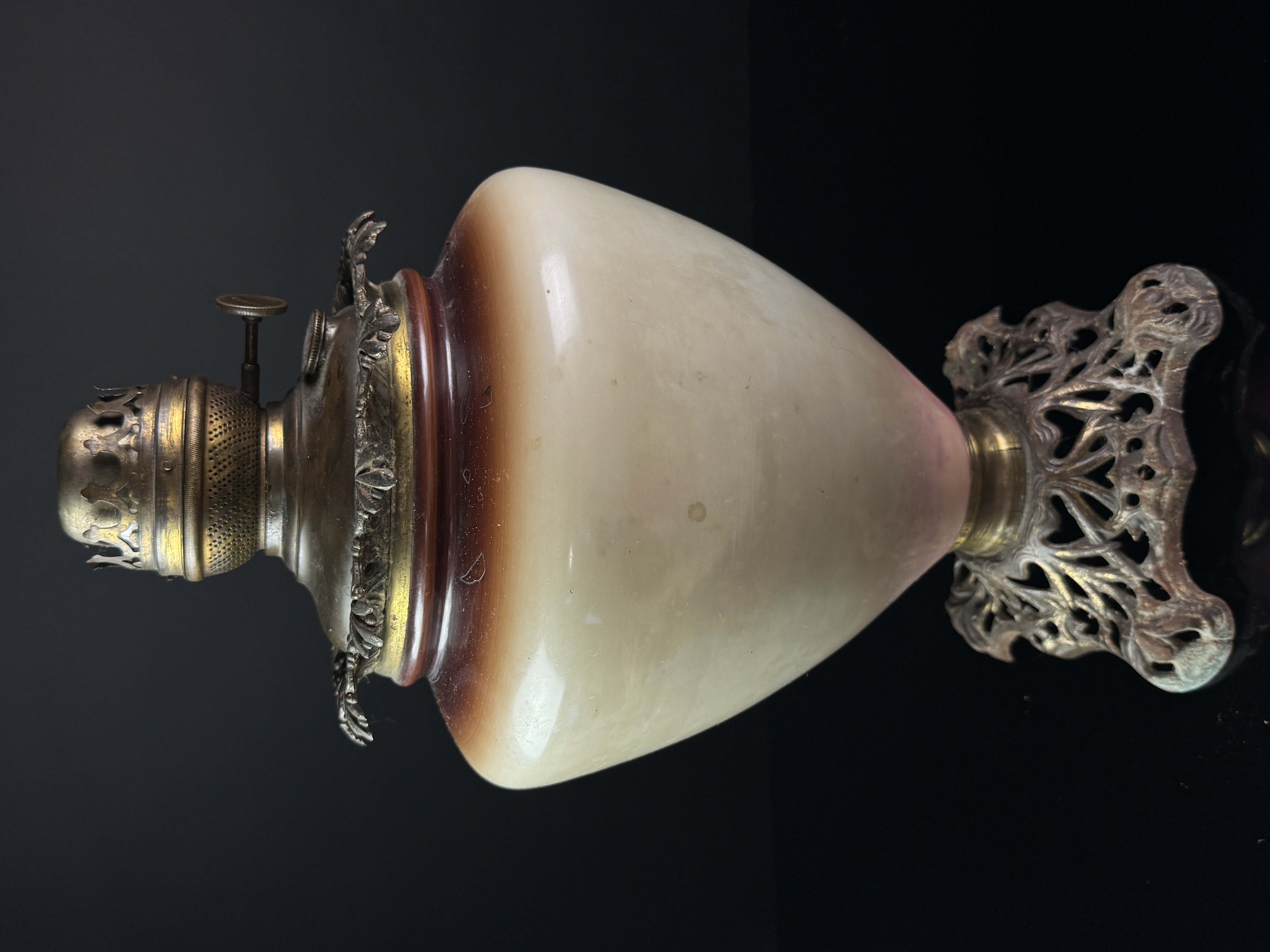 Victorian Pittsburgh Lamp Brass and Glass Co Native American Indian Gone With The Wind Oil Lamp