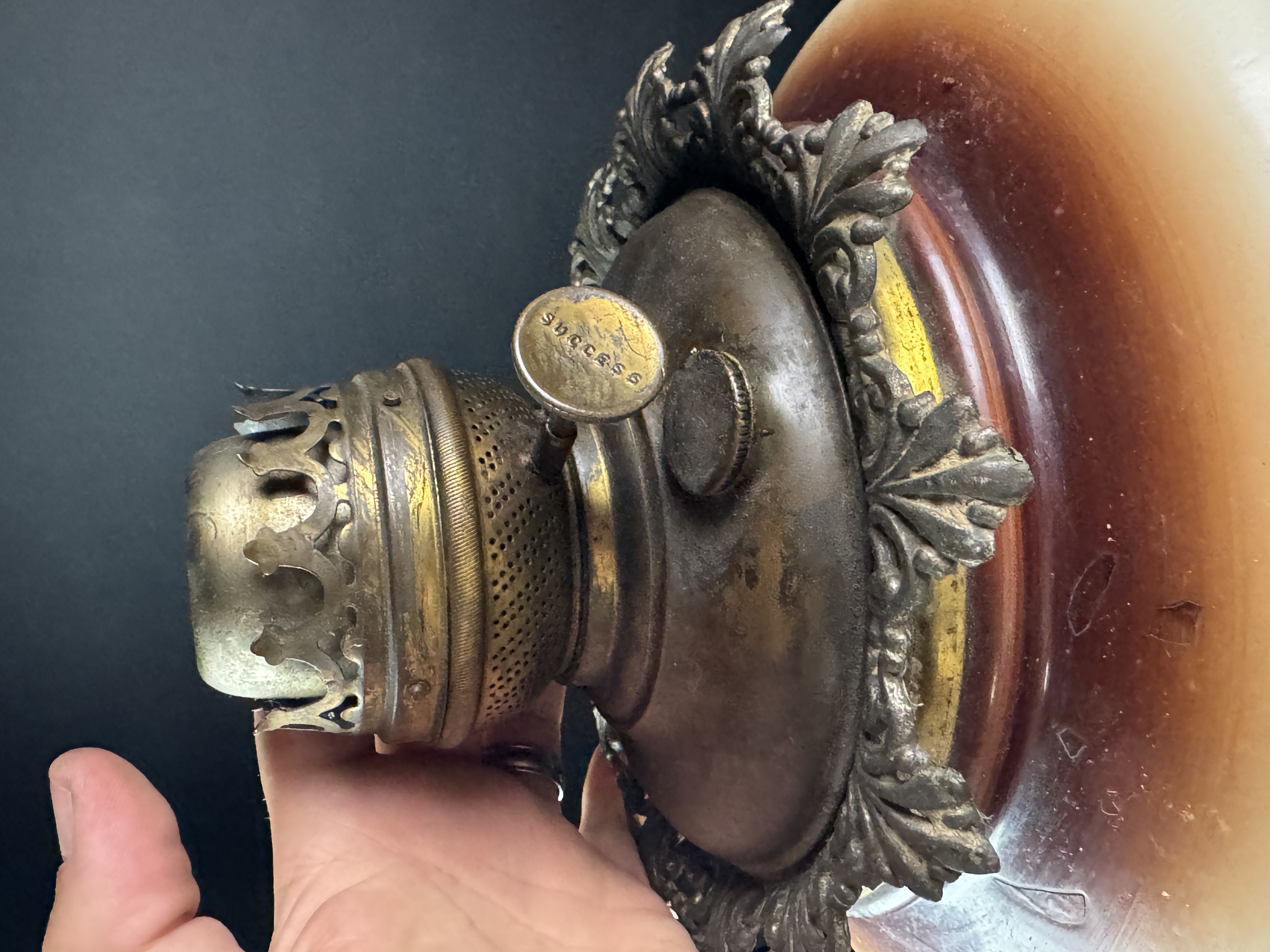 Victorian Pittsburgh Lamp Brass and Glass Co Native American Indian Gone With The Wind Oil Lamp