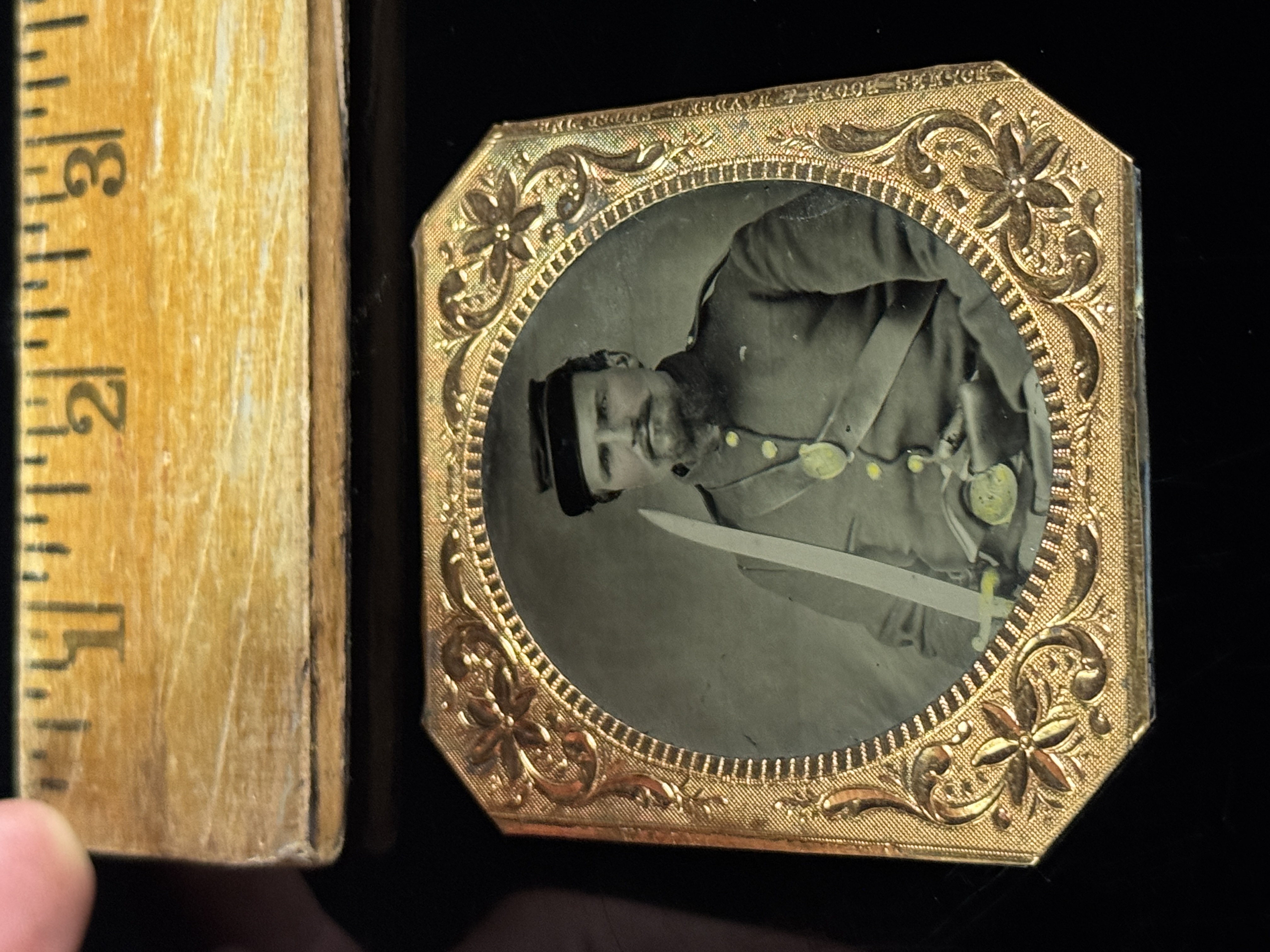 Ninth-Plate Tintype of a Civil War Soldier w/ Sabre Holmes Booth & Haydens