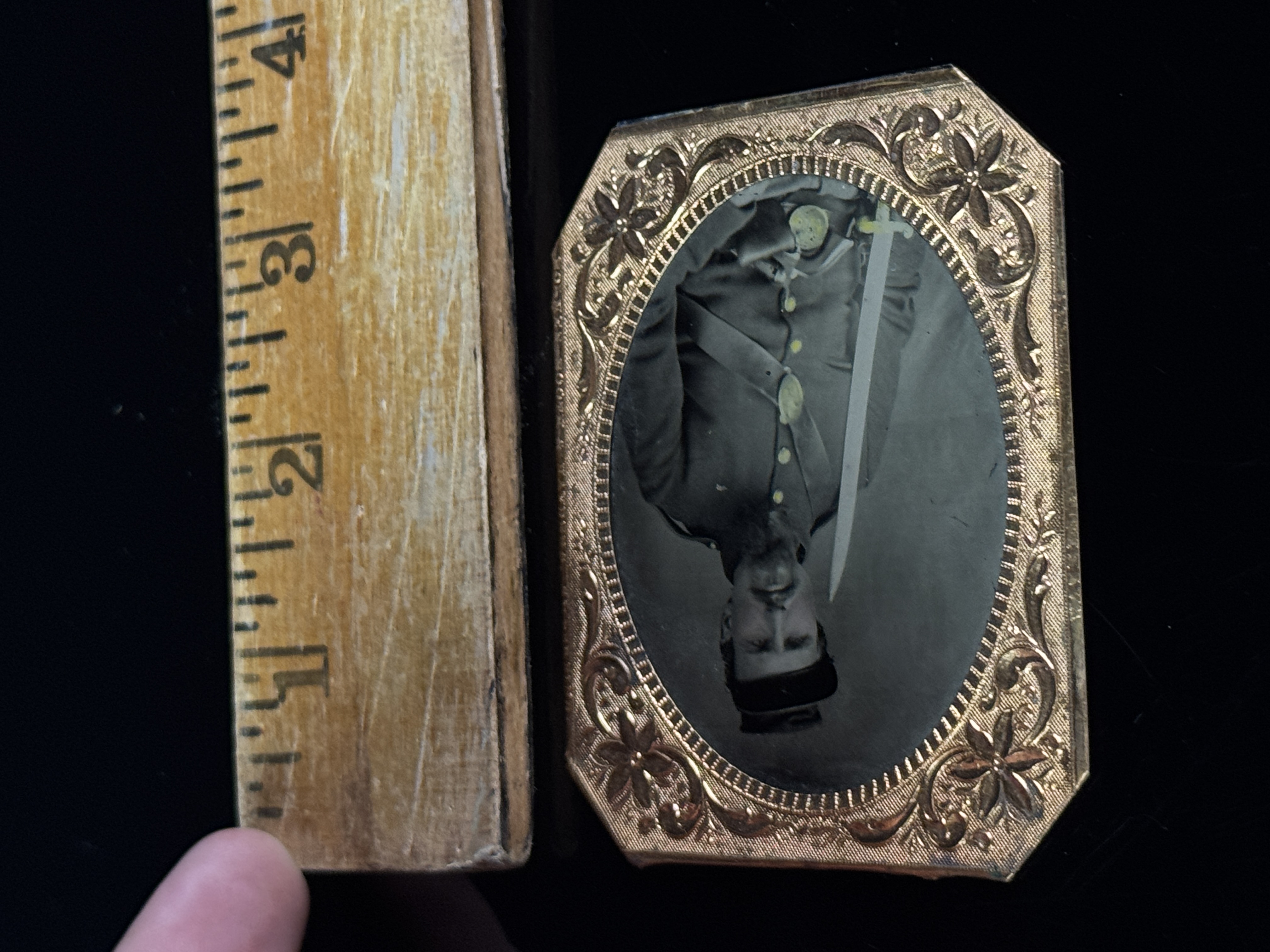 Ninth-Plate Tintype of a Civil War Soldier w/ Sabre Holmes Booth & Haydens