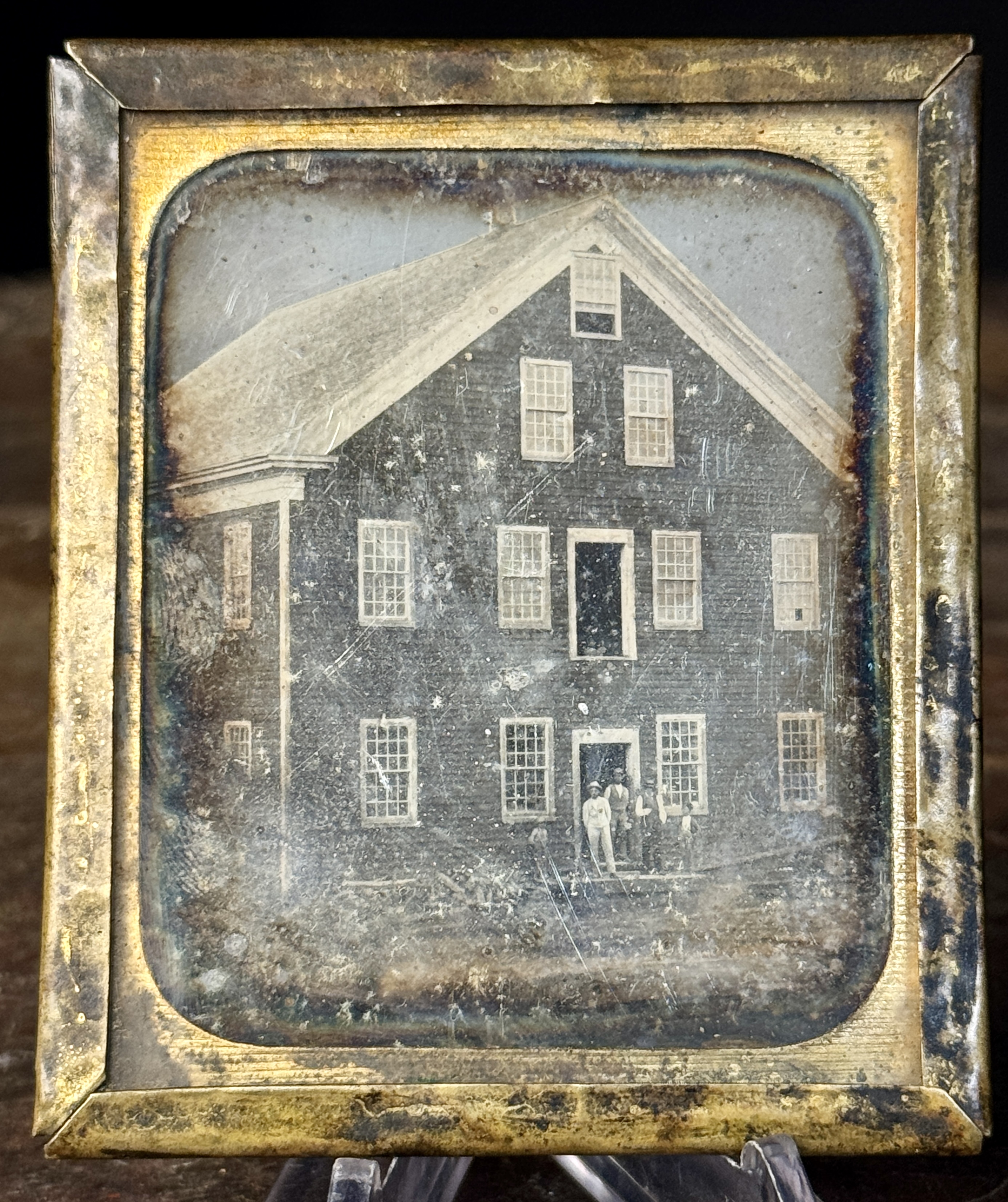 African American Sixth-Plate Daguerreotype of a Large Shingled Building
