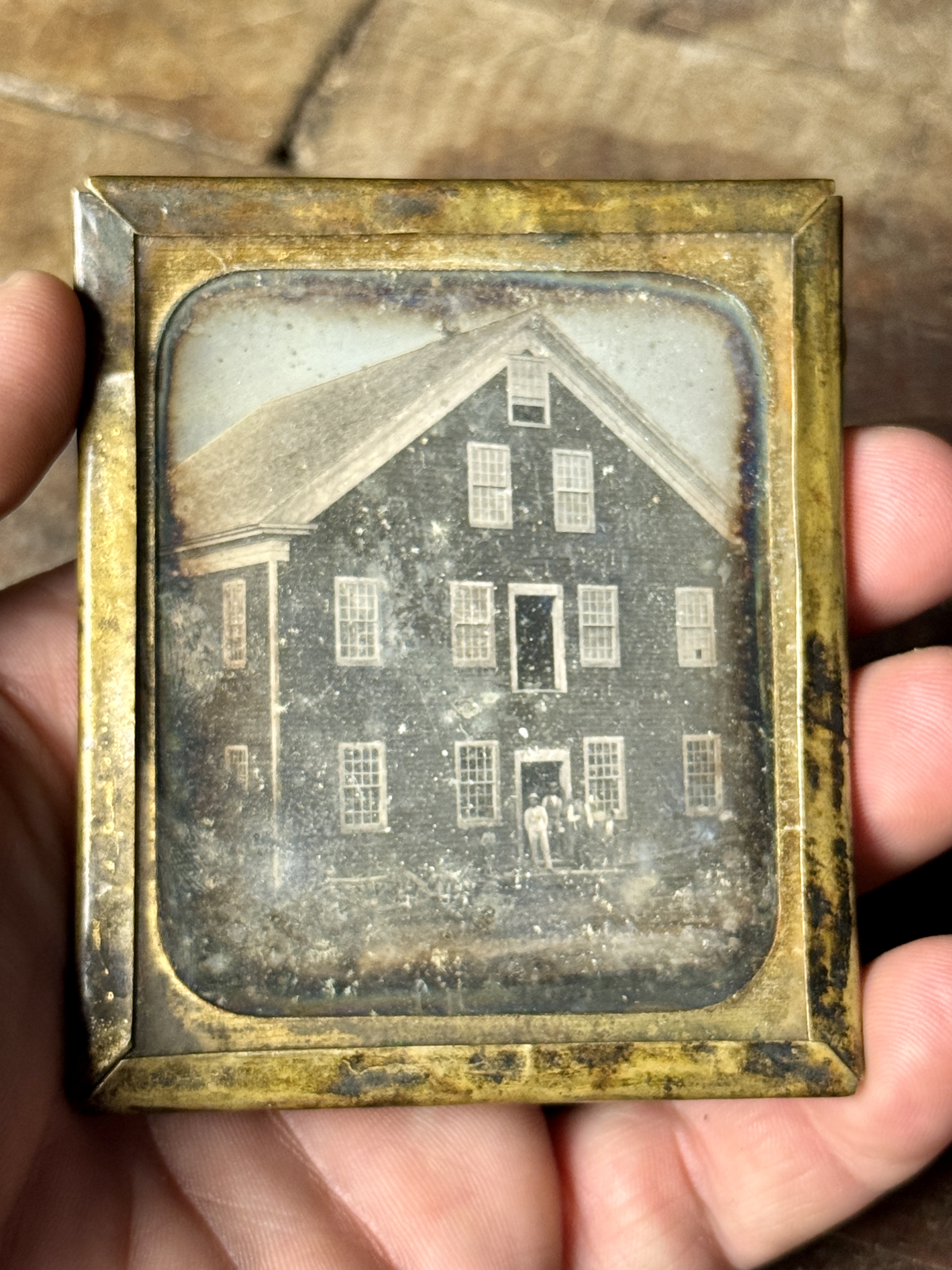 African American Sixth-Plate Daguerreotype of a Large Shingled Building