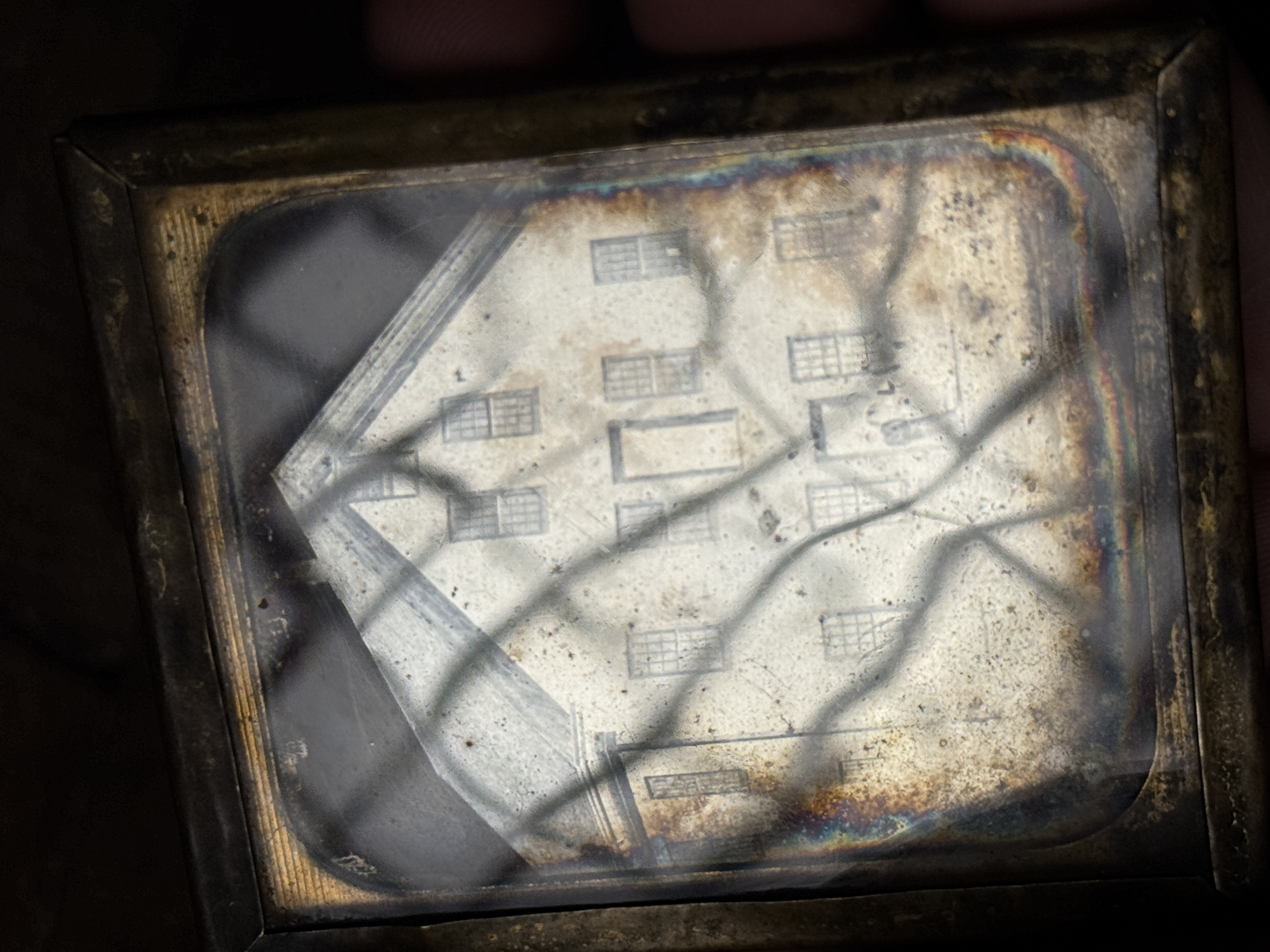 African American Sixth-Plate Daguerreotype of a Large Shingled Building