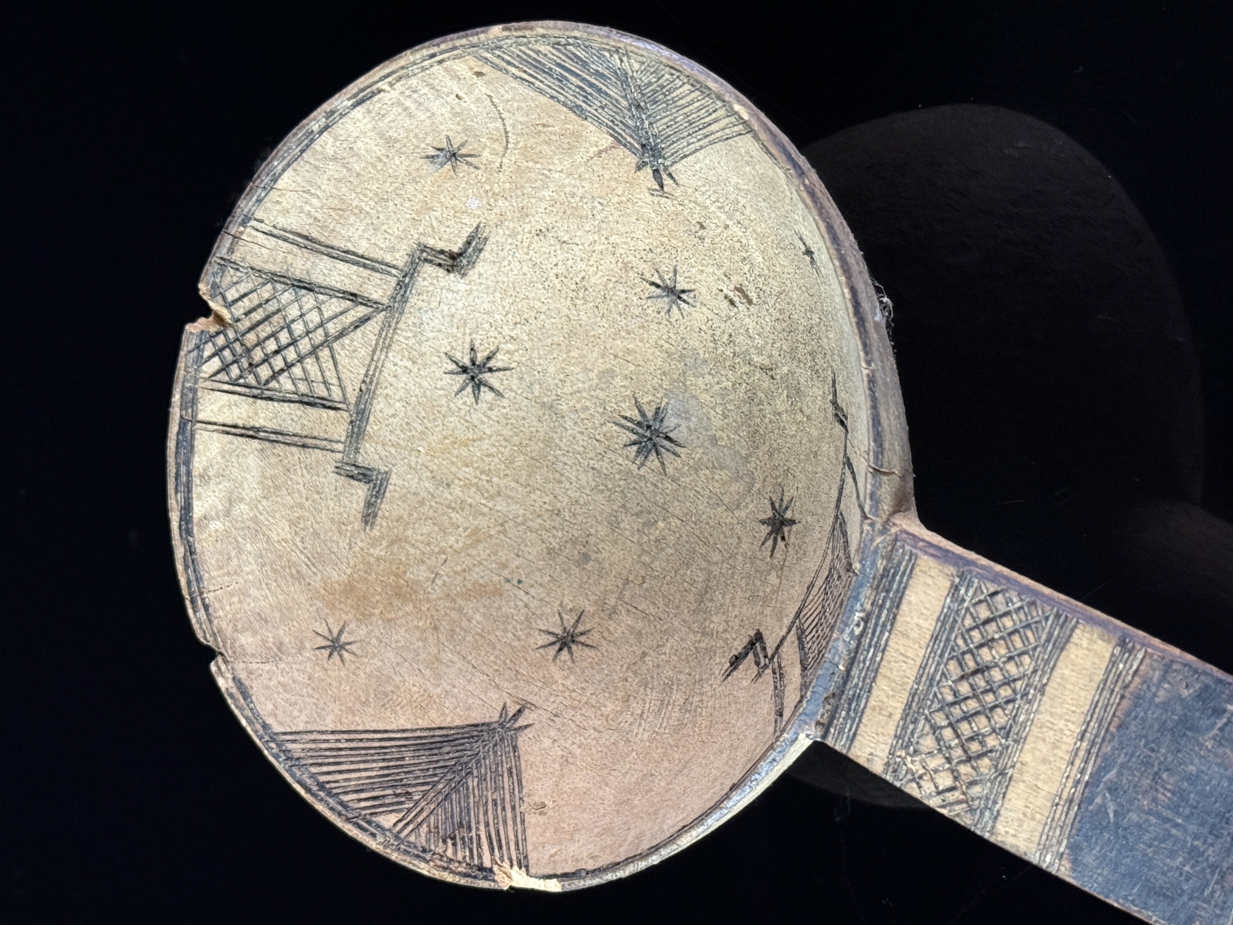 Tuareg Pyrography Decorated Hand Carved Wooden Ladle