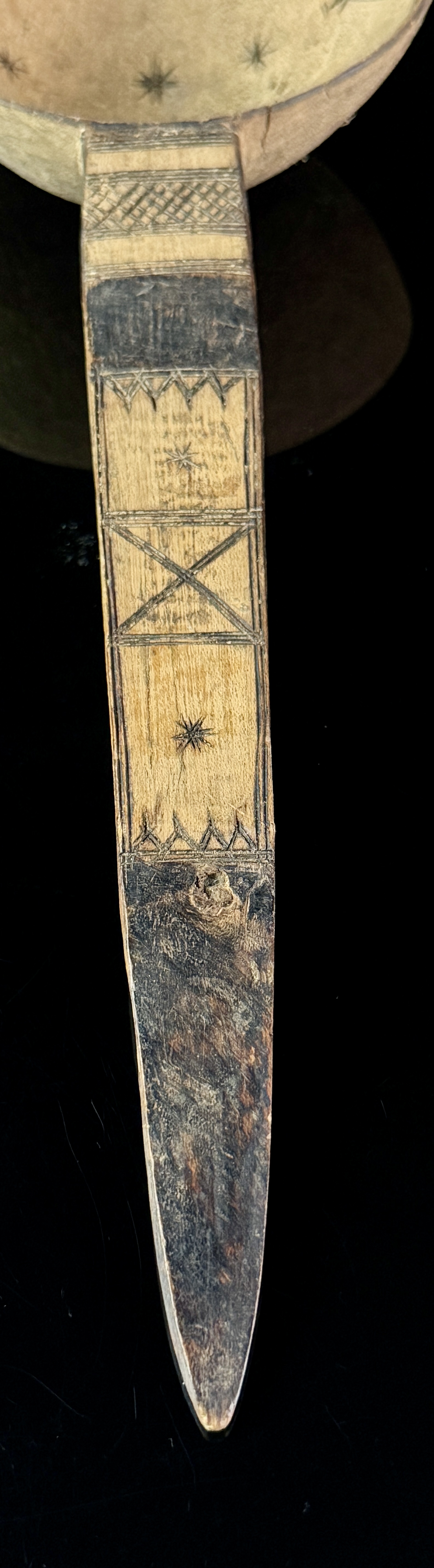 Tuareg Pyrography Decorated Hand Carved Wooden Ladle