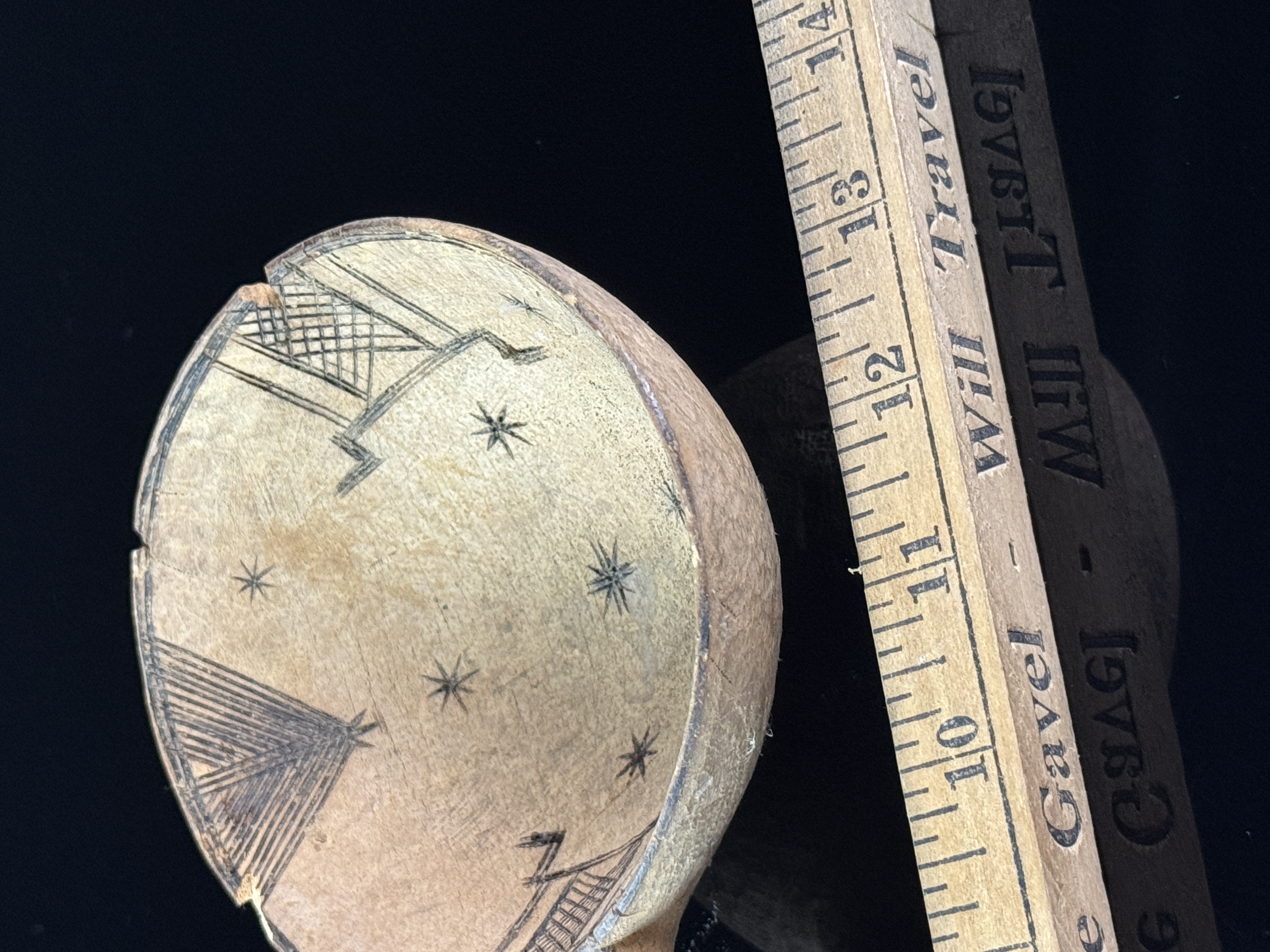 Tuareg Pyrography Decorated Hand Carved Wooden Ladle