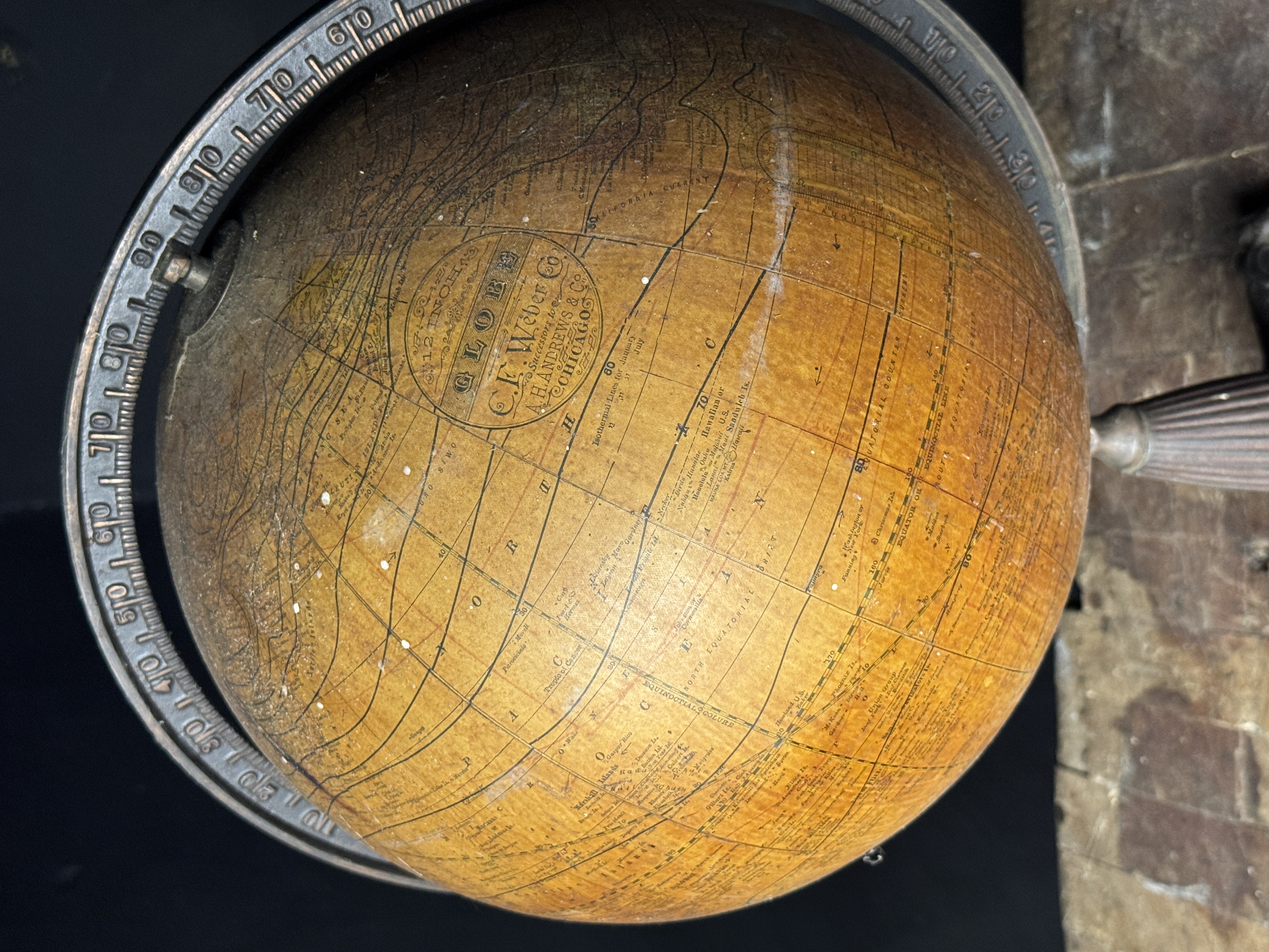 Antique C. F. Weber and Co. 12-Inch Terrestrial Globe on Cast Iron Claw Foot Stand