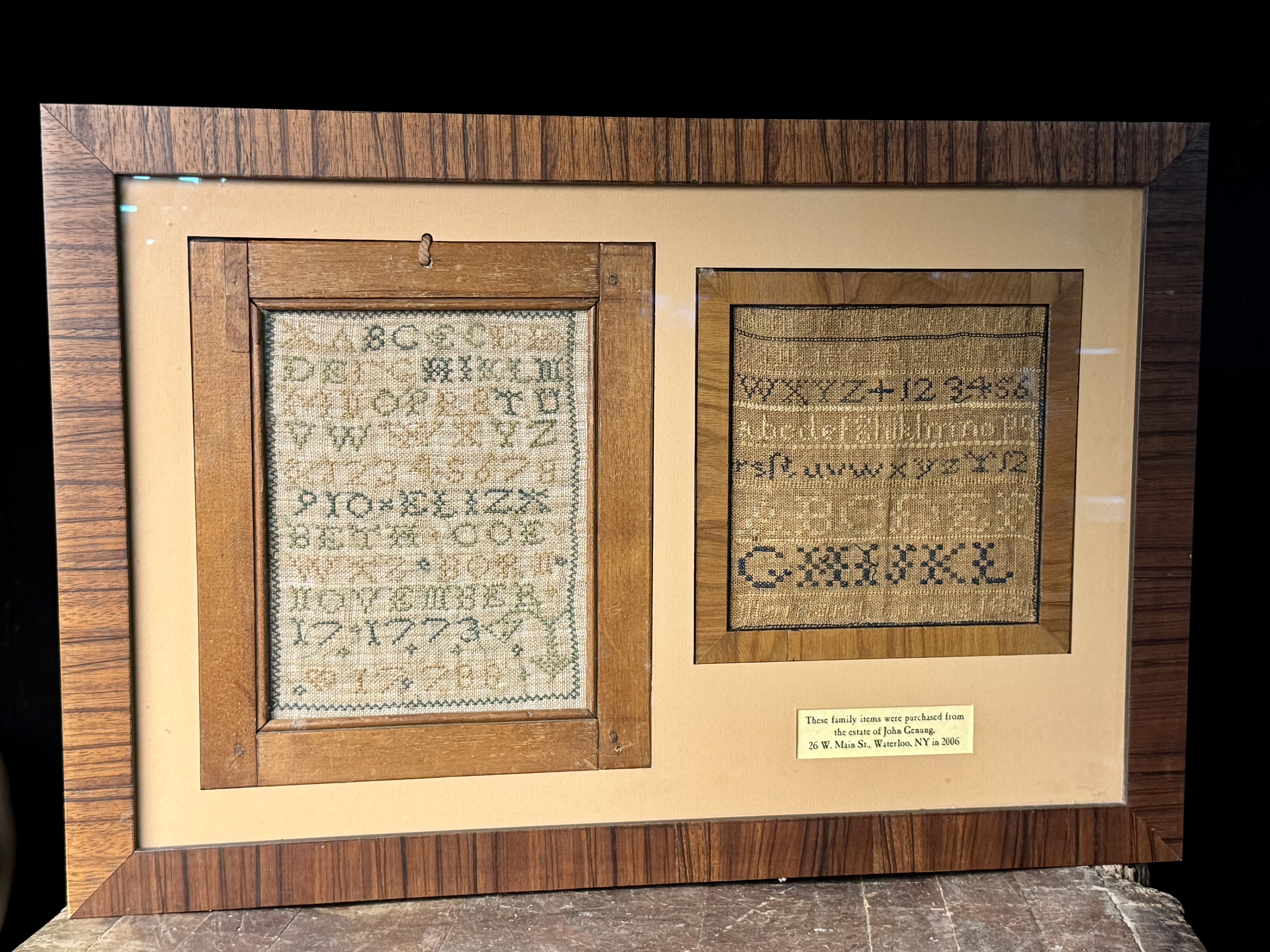 A Pair of American Schoolgirl Needlework Samplers, 18th Century