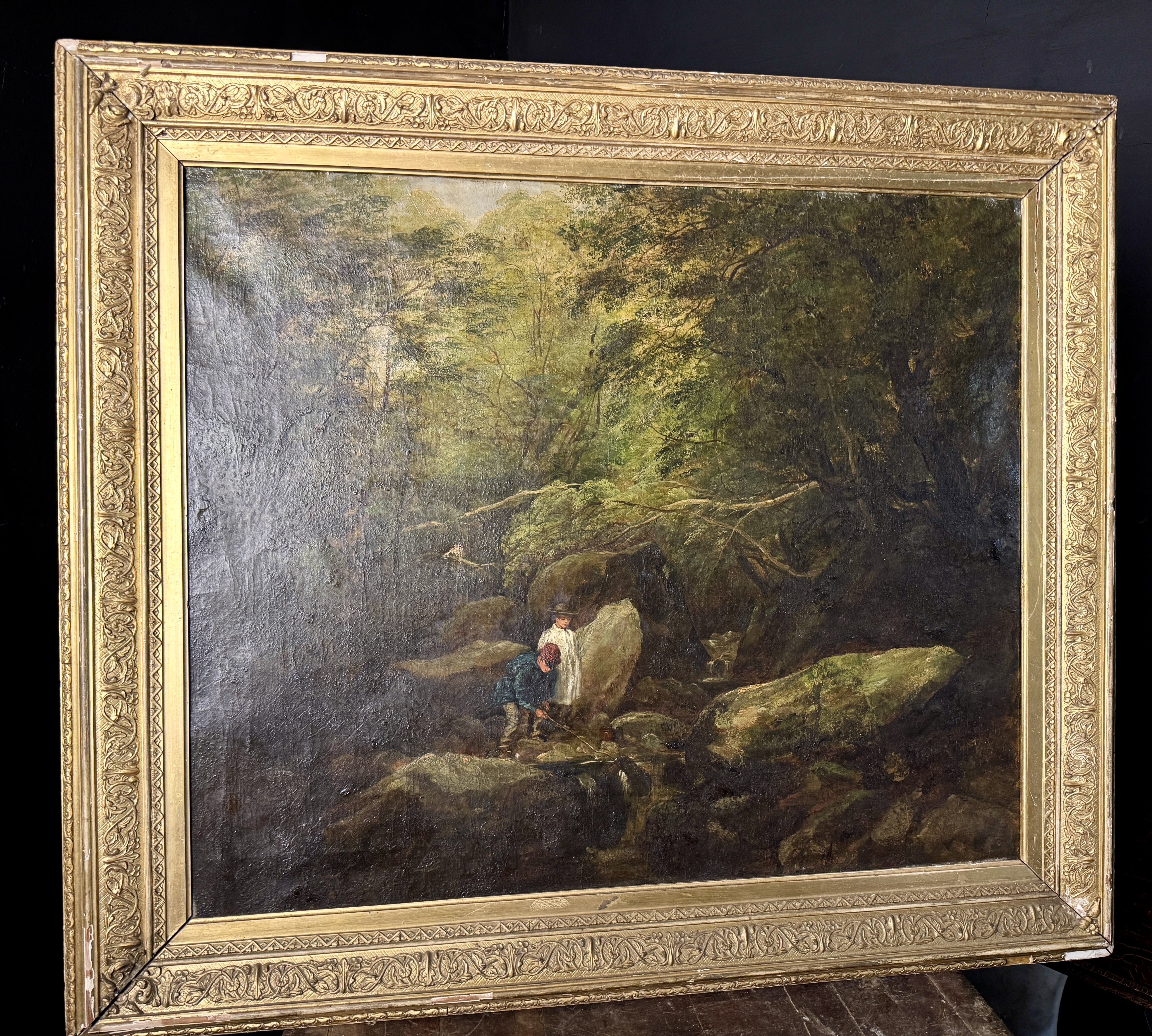 Andrew Nicholl (Irish, 1804-1886) Rocky Glen, Tollymore Park, Oil on Canvas