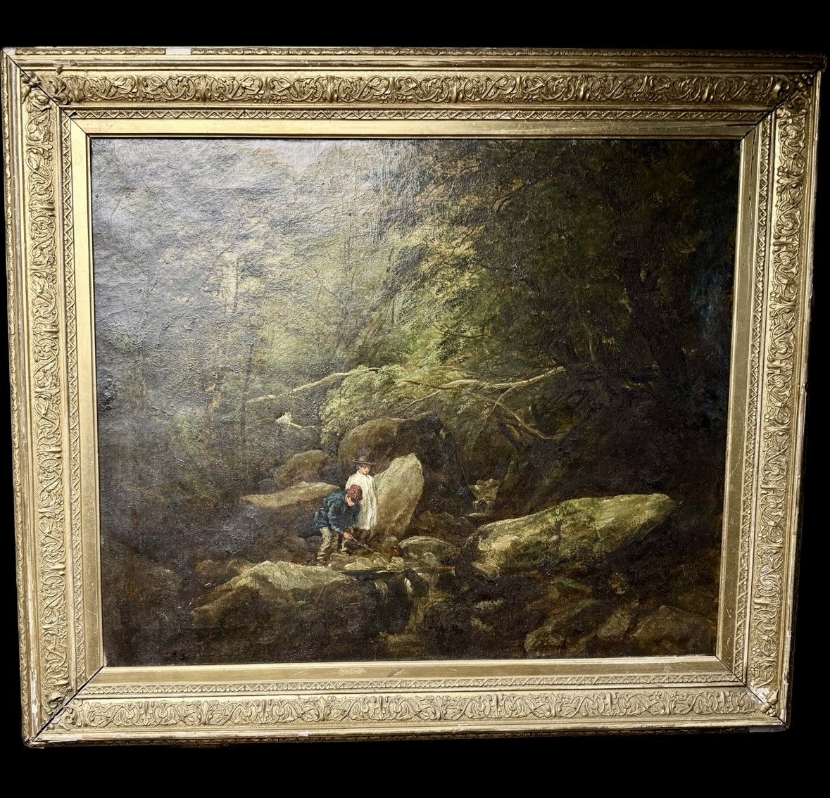 Andrew Nicholl (Irish, 1804-1886) Rocky Glen, Tollymore Park, Oil on Canvas