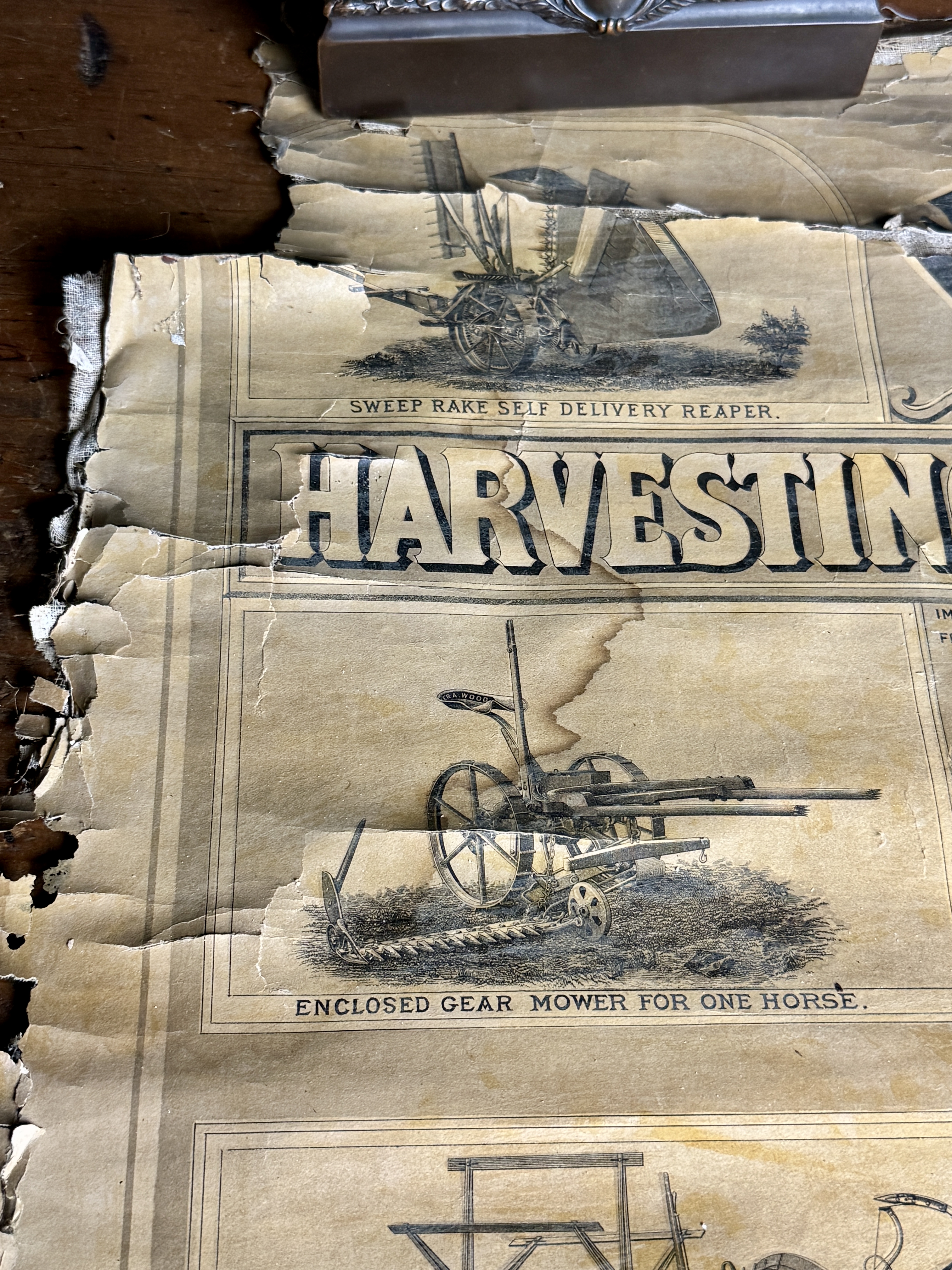 Walter A. Wood Mowing and Reaping Machine Co. Antique Linen Backed Advertising Banner