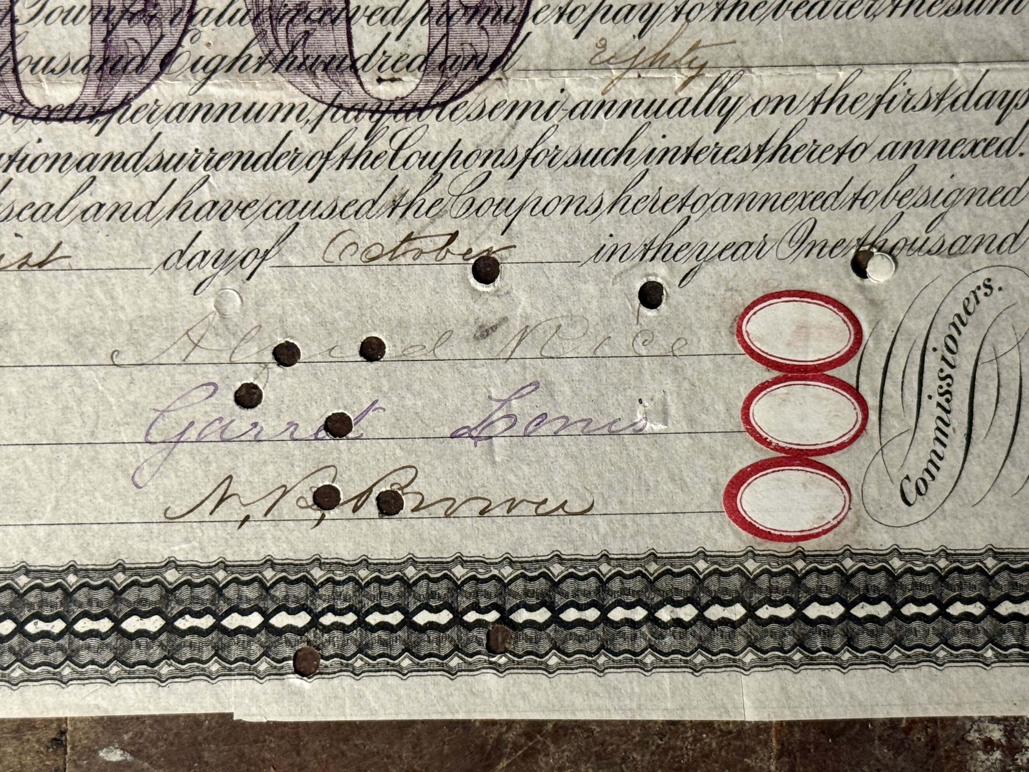 1871 Town of Hannibal $1,000 Municipal Bond for the Lake Ontario Shore Rail Road Company No. 7