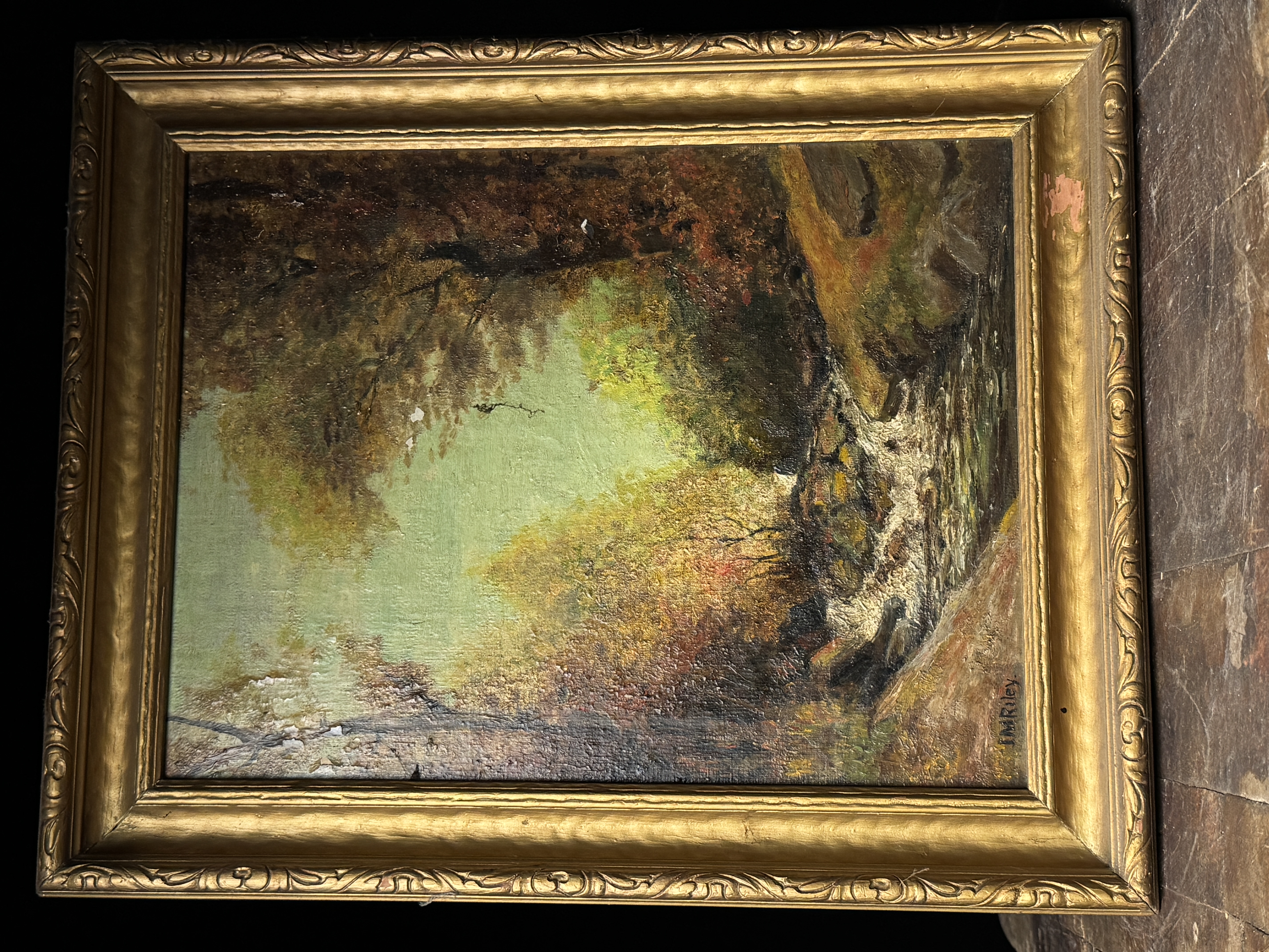 I. M. Riley, Tonalist Woodland Landscape, Oil on Board
