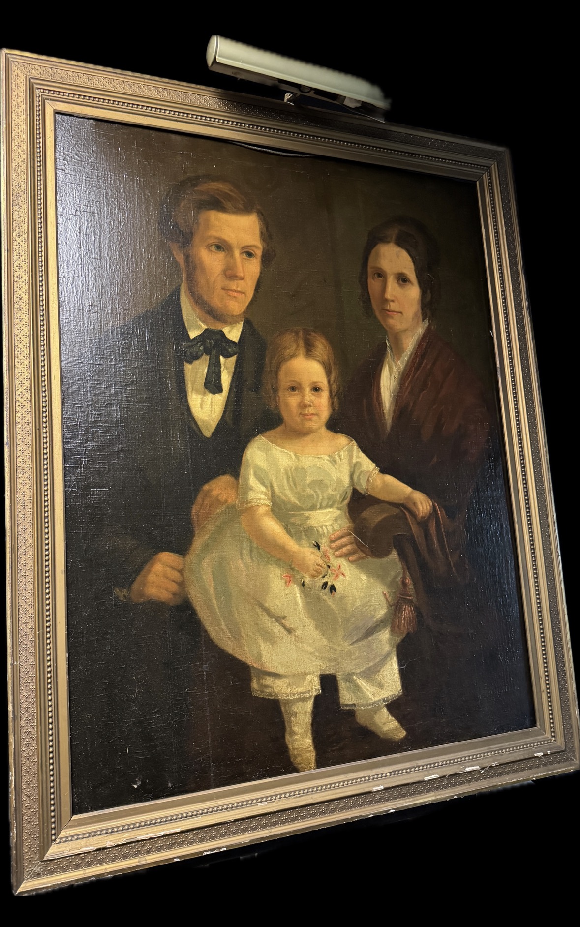 American School, 19th Century, Large Folk Art Family Portrait