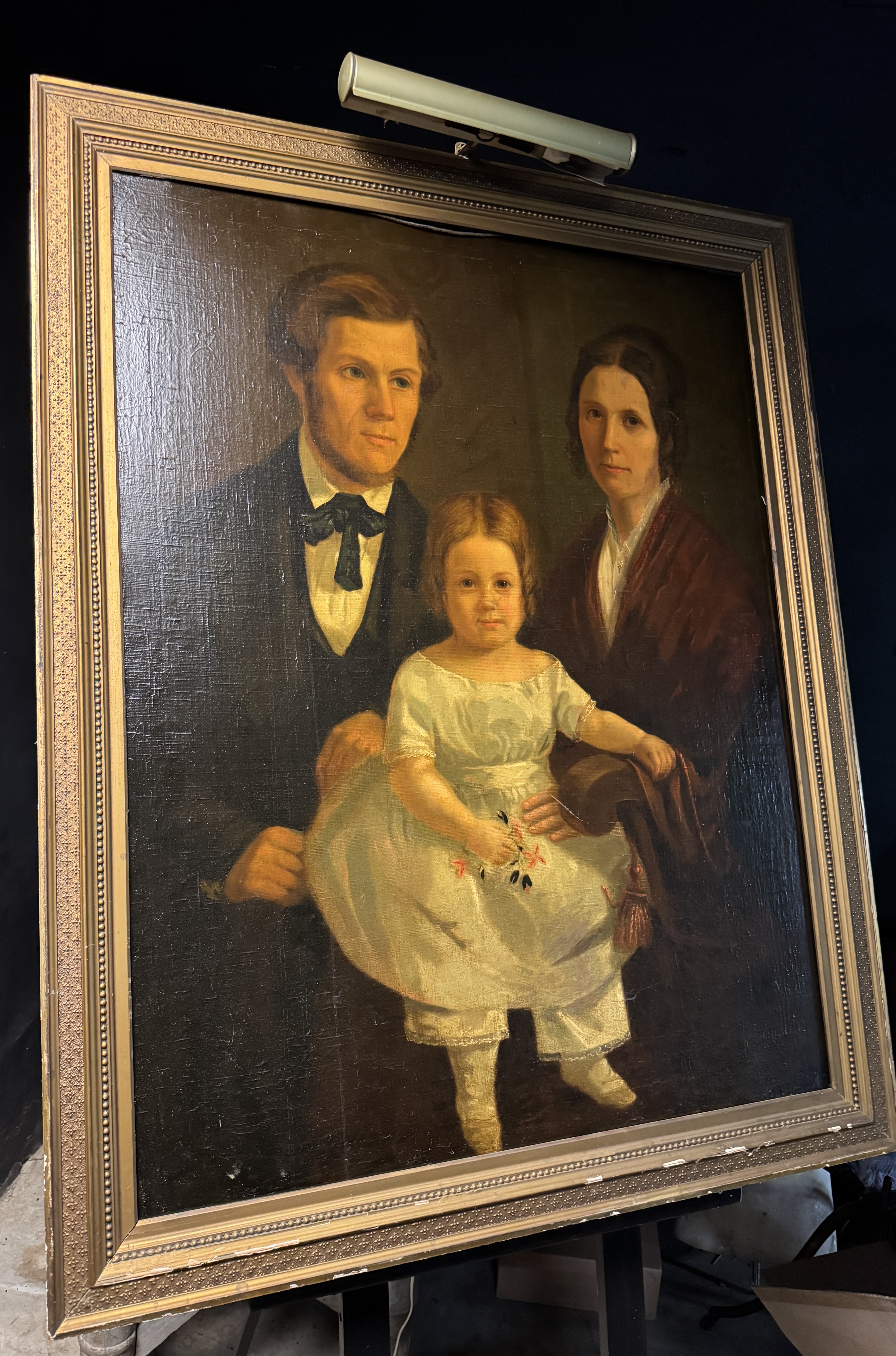 American School, 19th Century, Large Folk Art Family Portrait