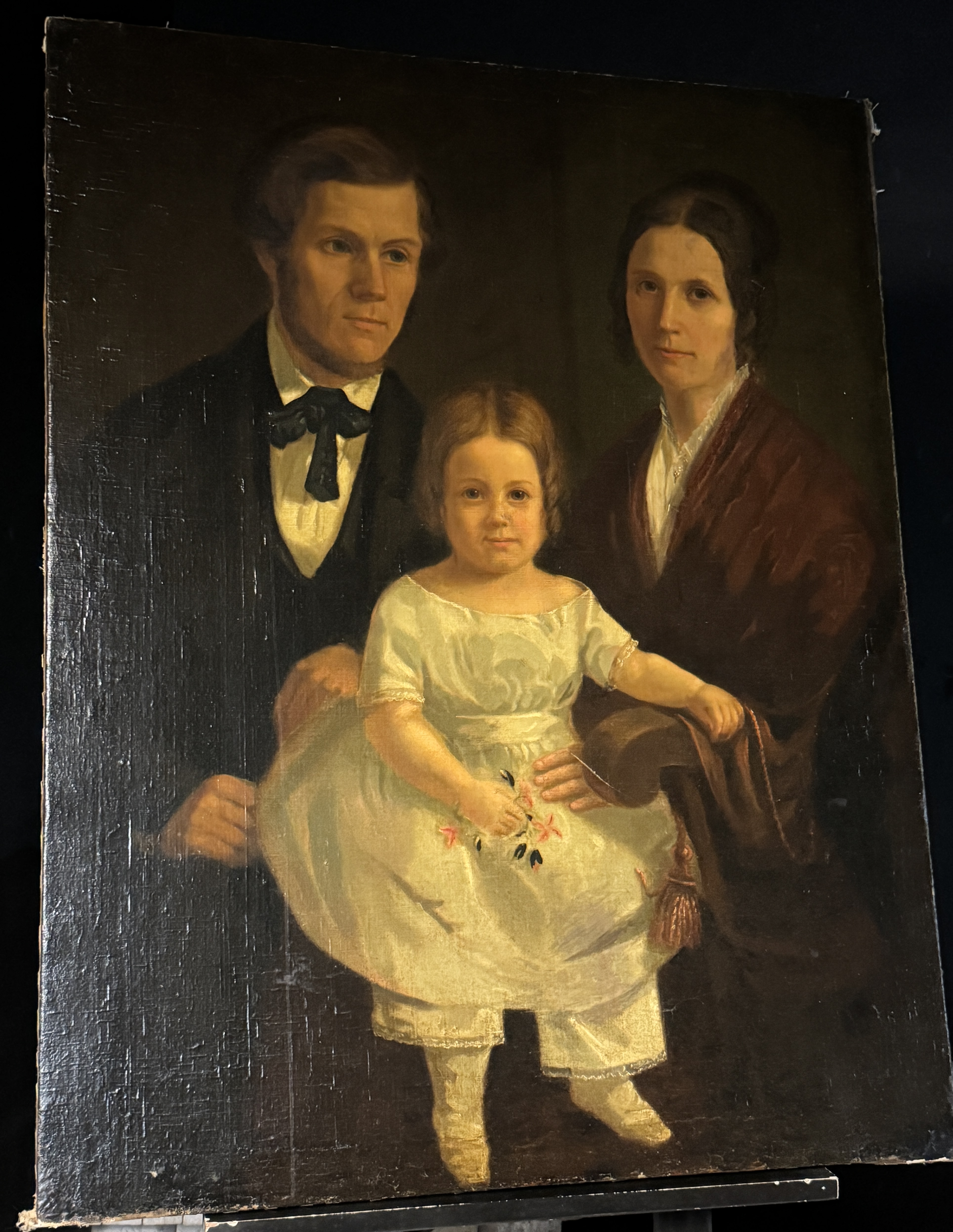 American School, 19th Century, Large Folk Art Family Portrait