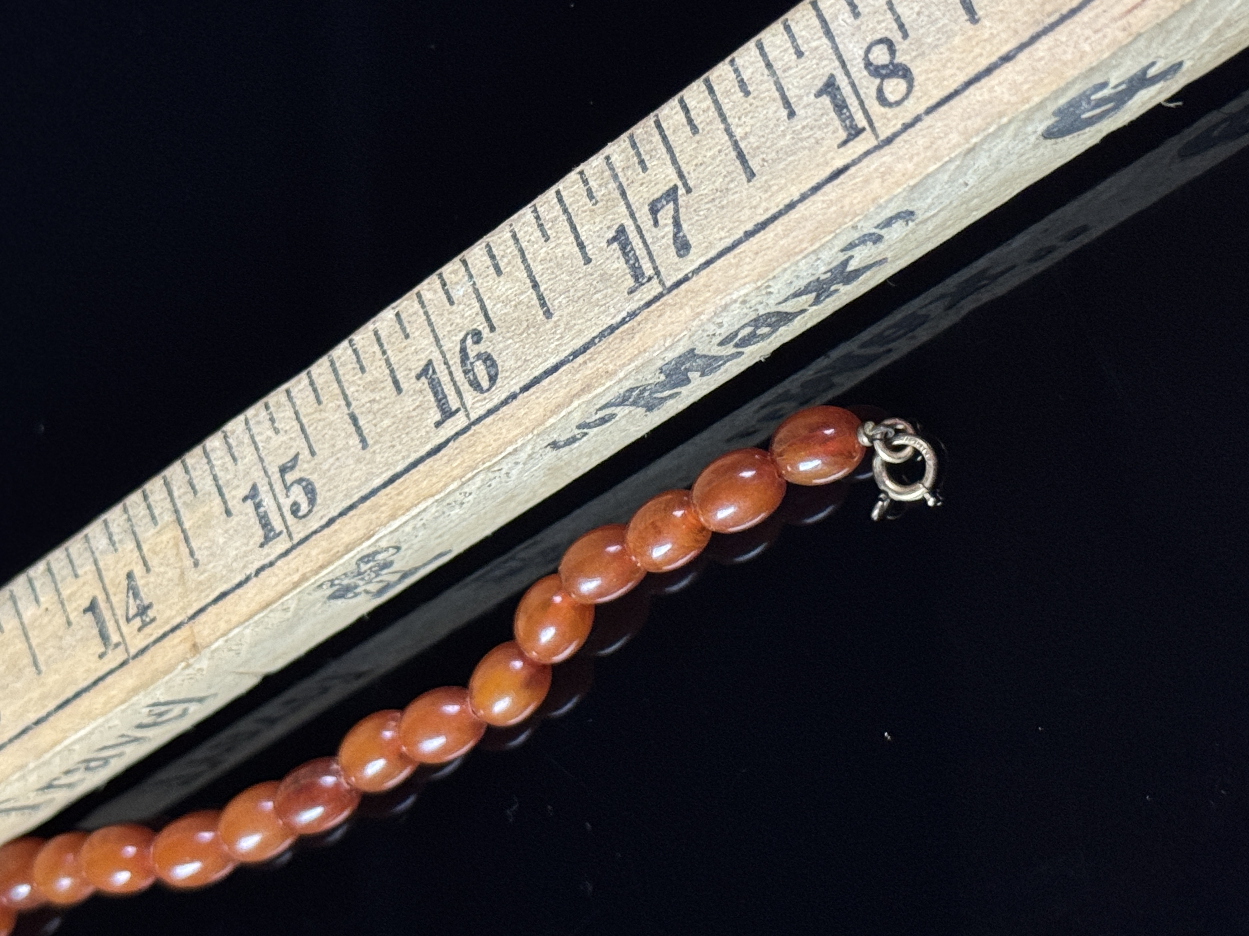 Vintage Baltic Amber Graduated Bead Necklace and Egg Yolk Pendant