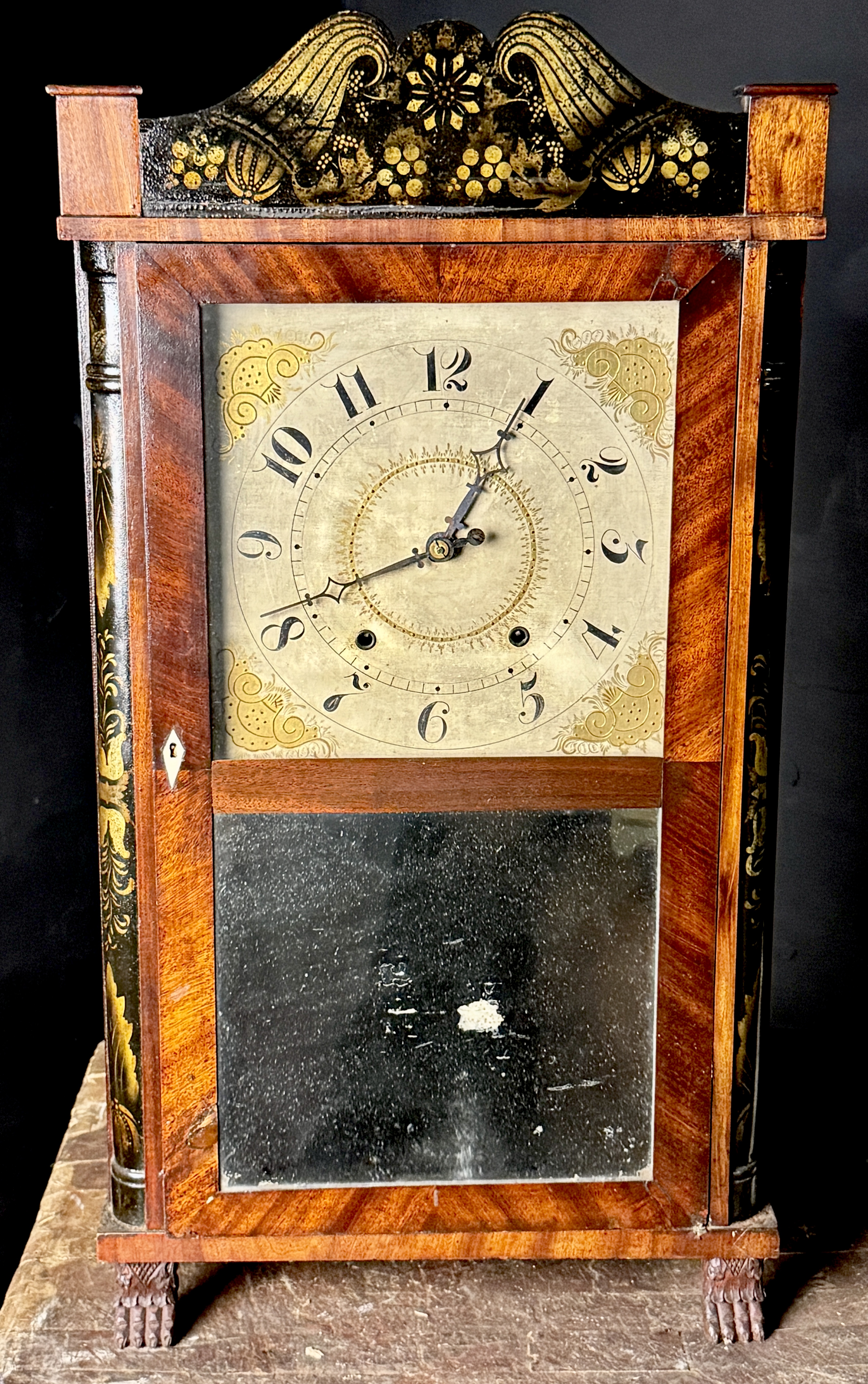 Seth B. Bradley Transitional Mahogany Veneer Shelf Clock