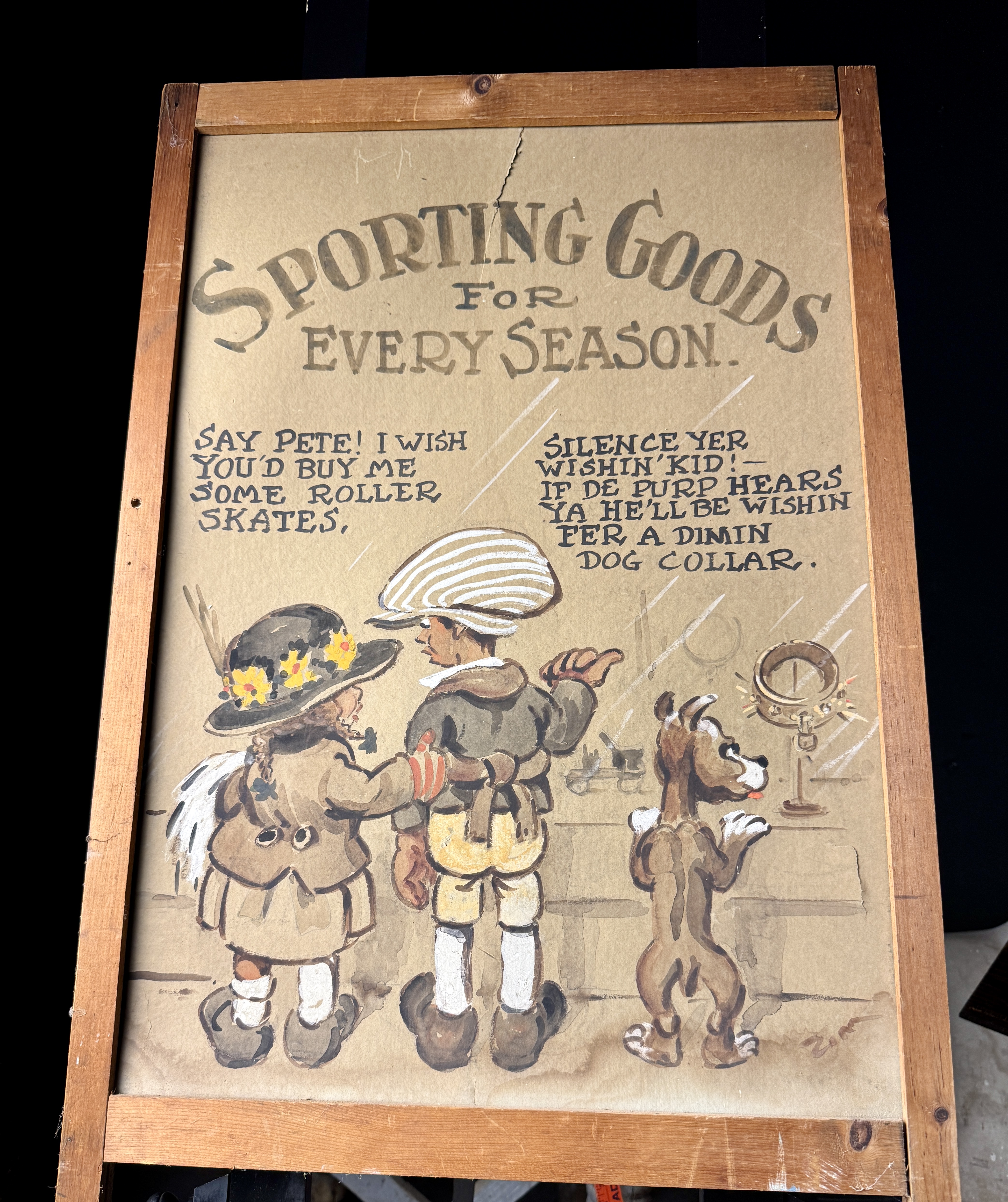 Eugene Zim Zimmerman Original Hand Painted Sporting Goods Advertising Sign