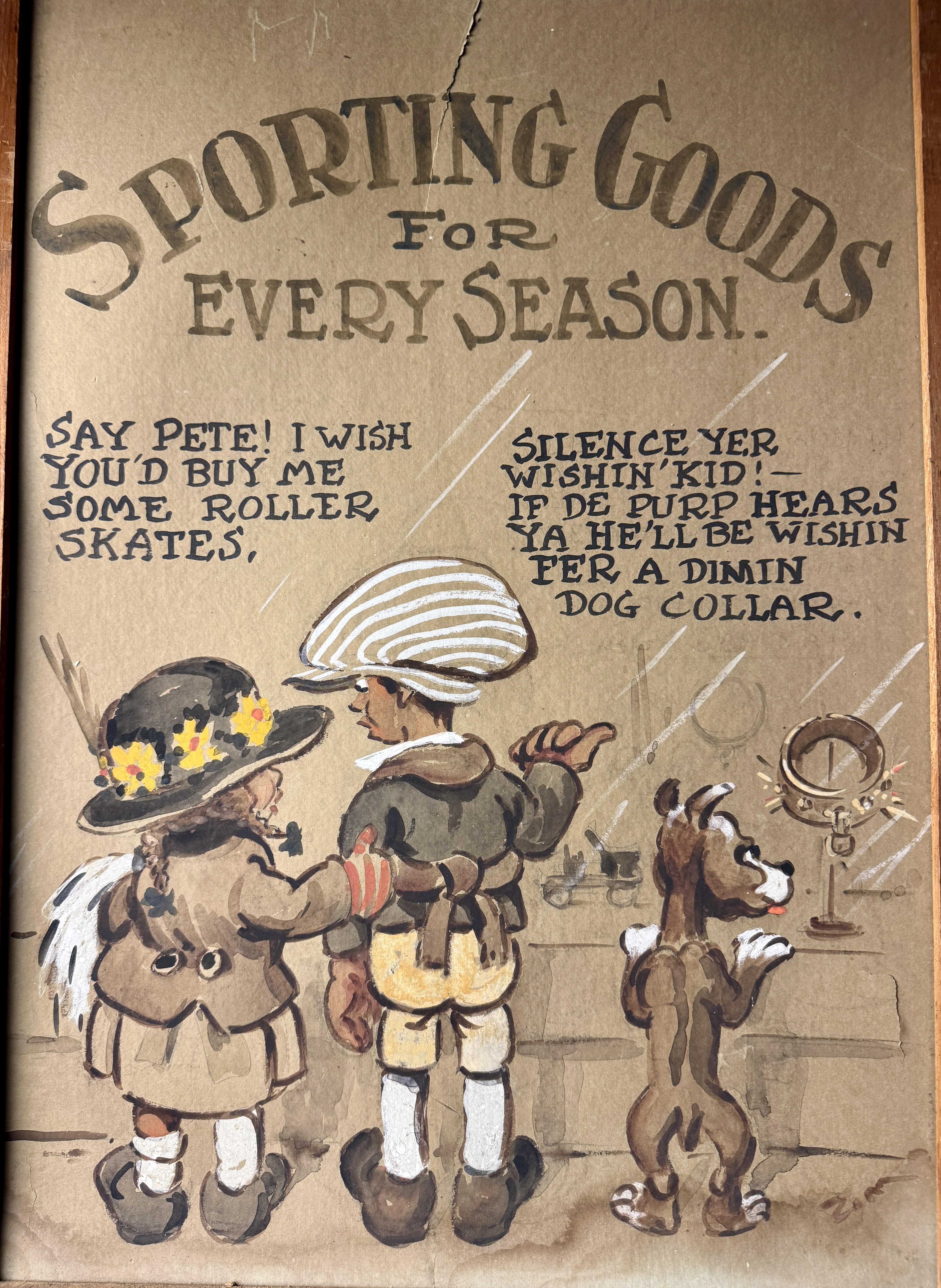 Eugene Zim Zimmerman Original Hand Painted Sporting Goods Advertising Sign