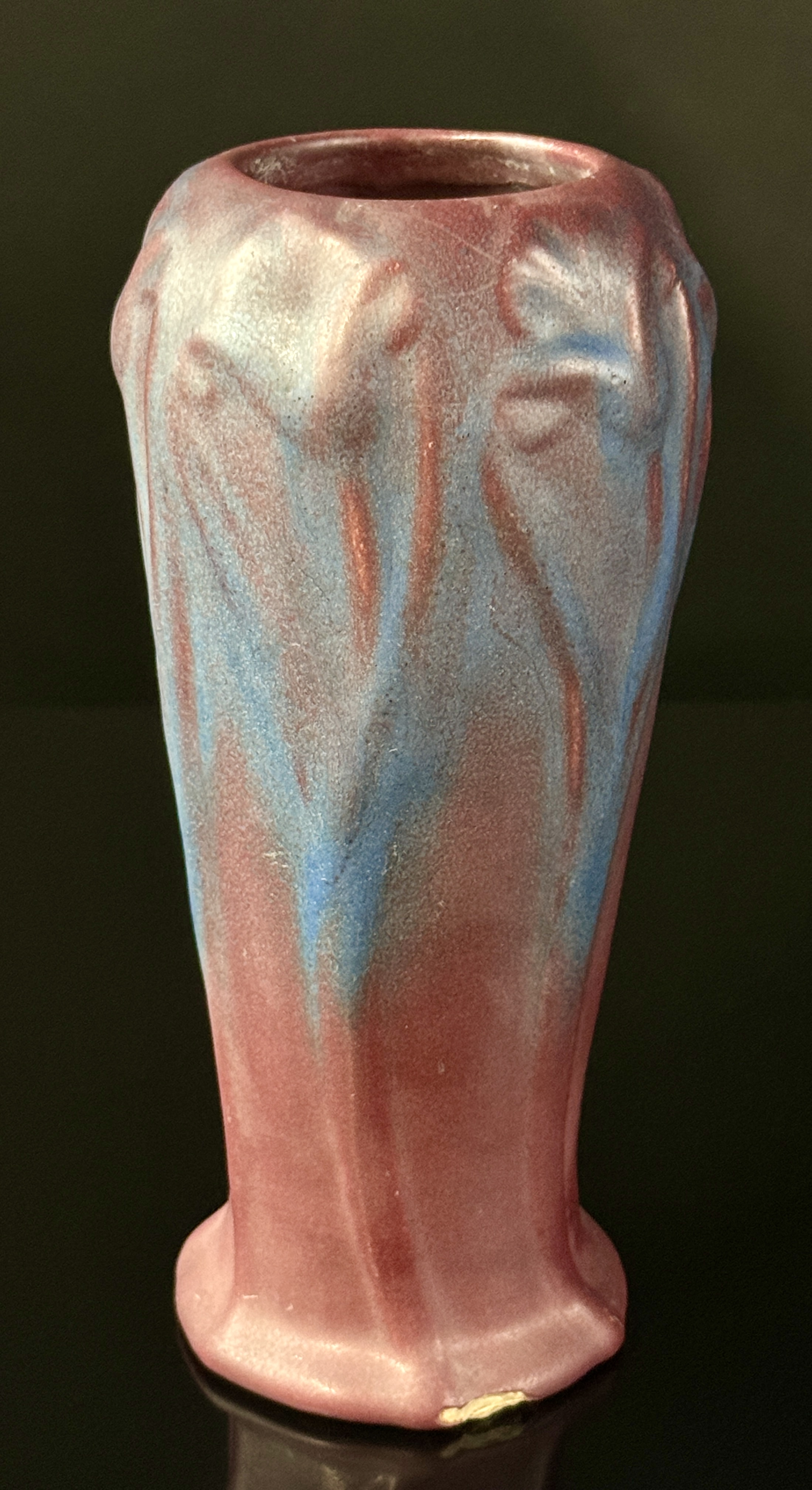 Van Briggle Arts and Crafts Pottery Lorelei Three Figure Vase in Persian Rose and Turquoise Glaze