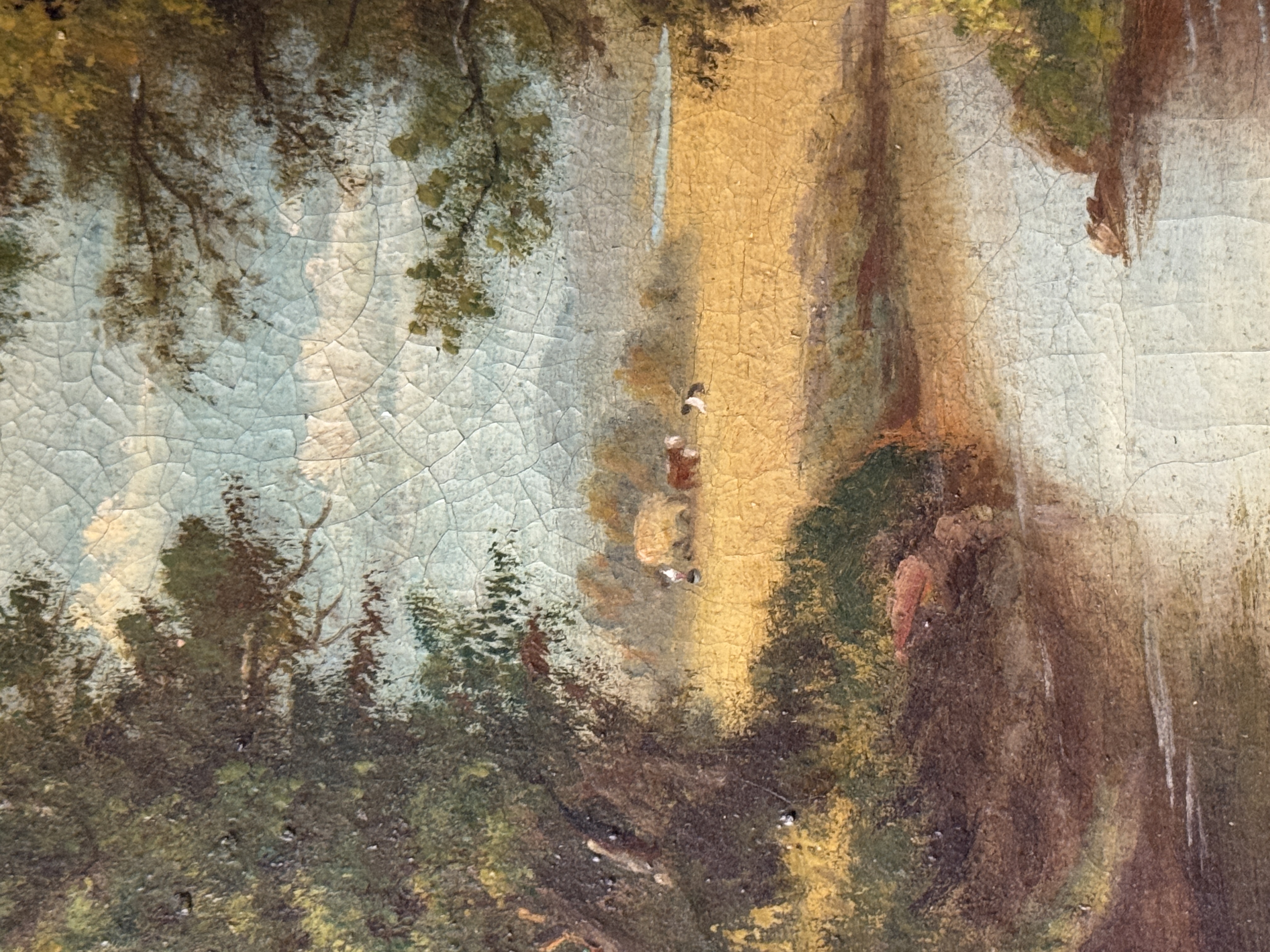 1800's Pastoral River Landscape Oil Painting