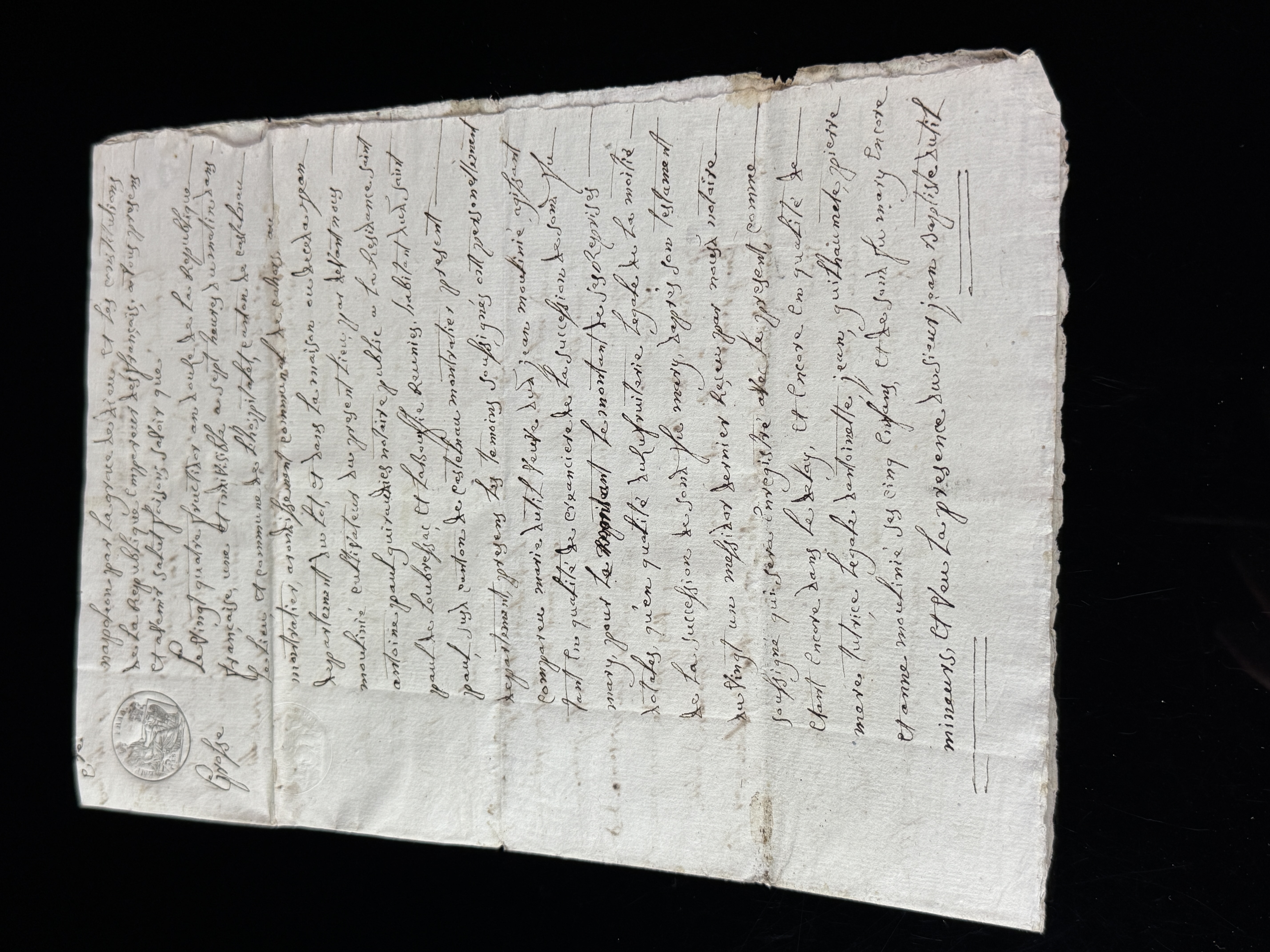 Napoleonic Era Notarial Grosse d Inventaire Document Dated 24 Fructidor Year 12
