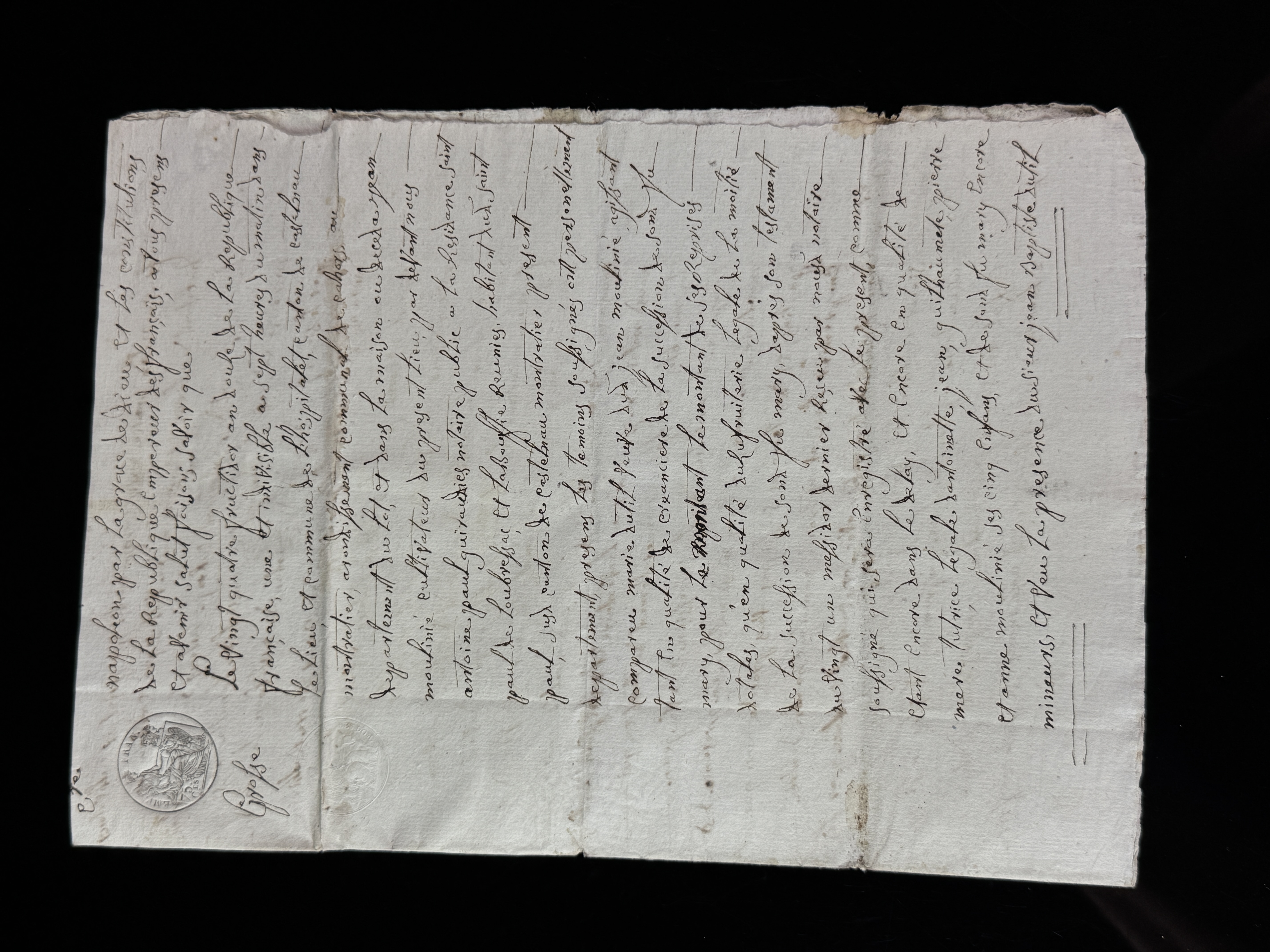 Napoleonic Era Notarial Grosse d Inventaire Document Dated 24 Fructidor Year 12