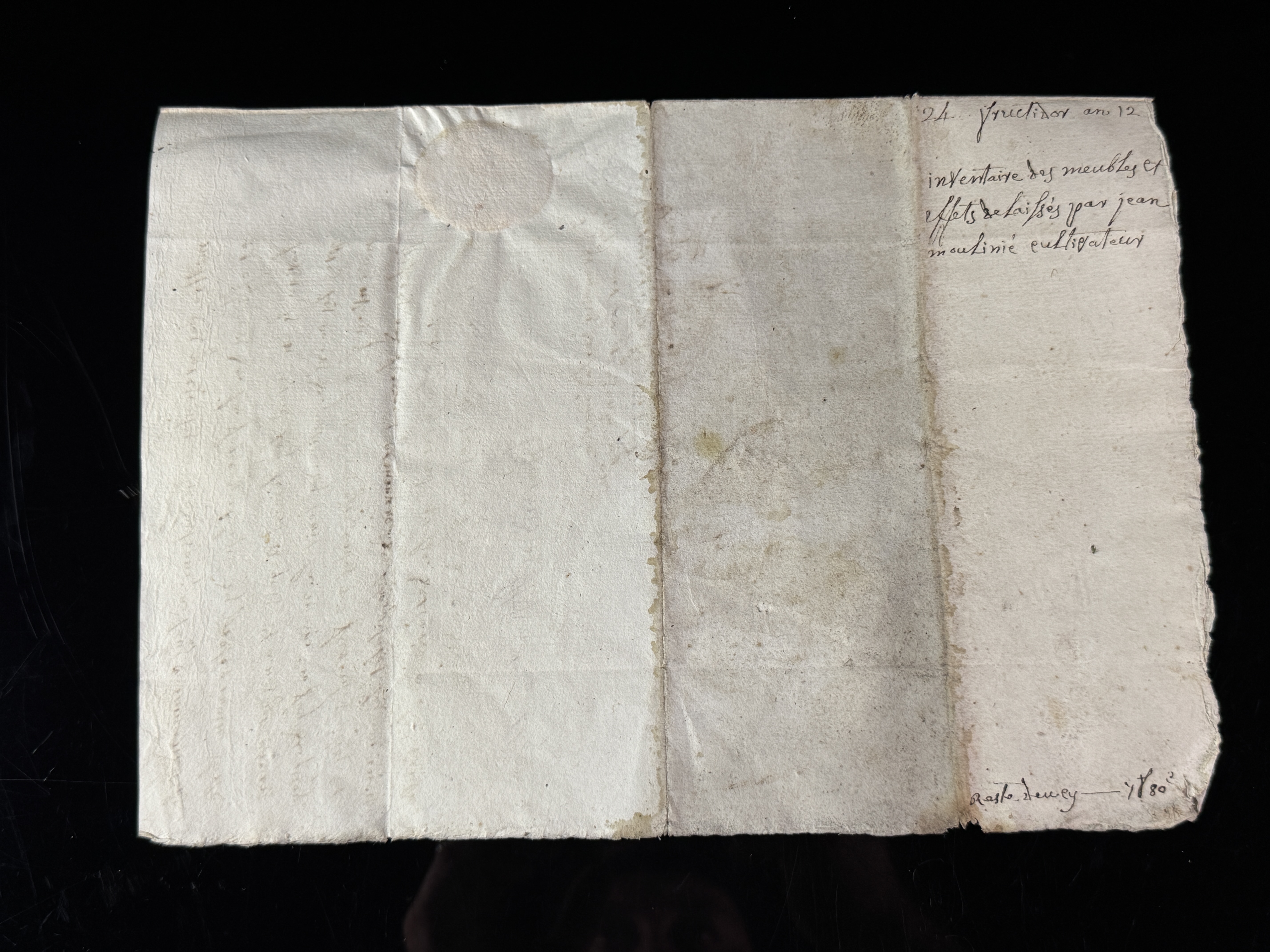 Napoleonic Era Notarial Grosse d Inventaire Document Dated 24 Fructidor Year 12