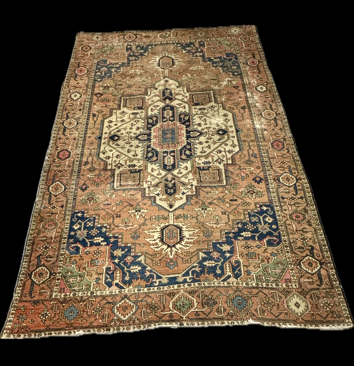 Large King Sized Hand-Knotted Persian Heriz Serapi Carpet