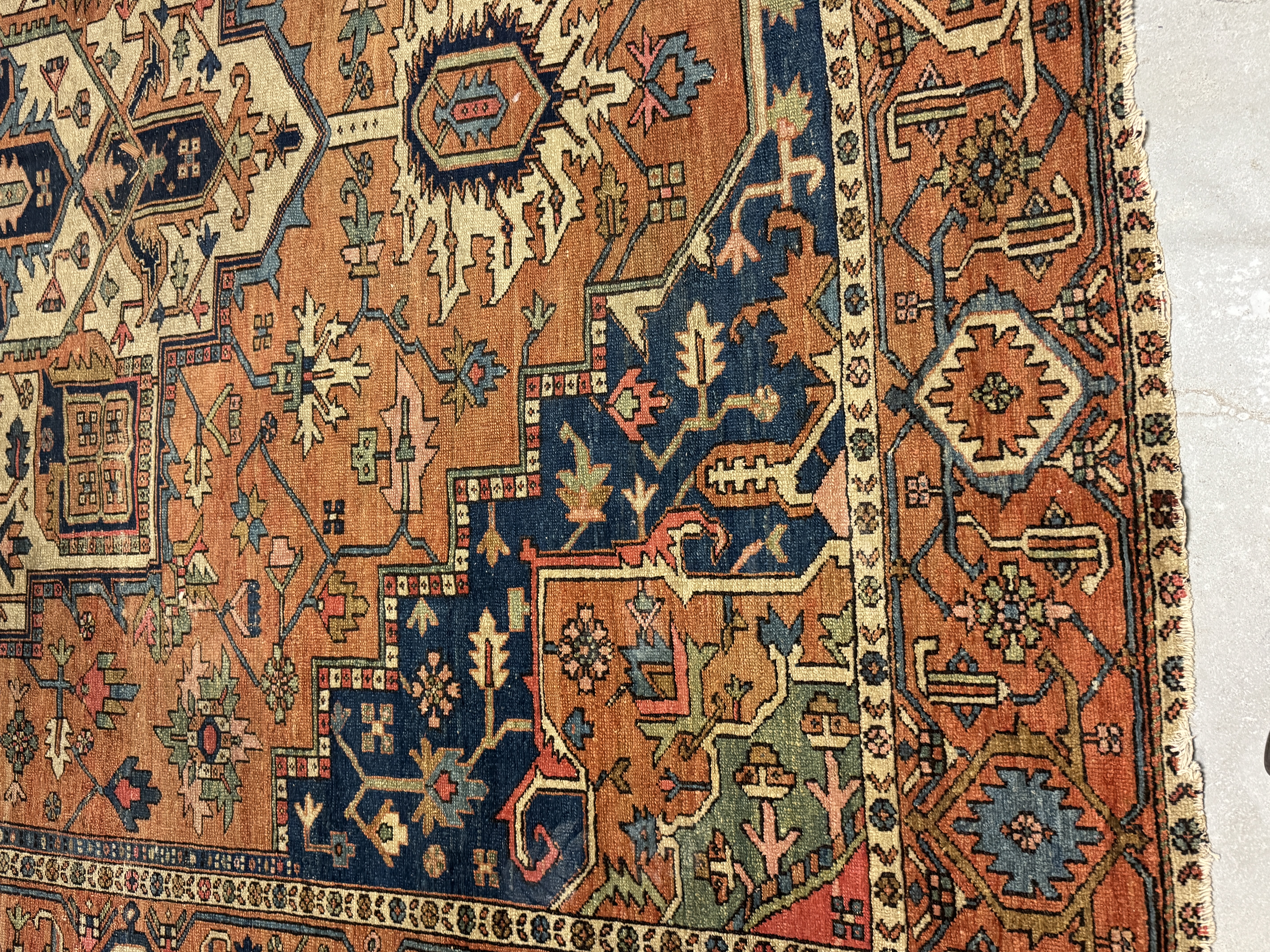Large King Sized Hand-Knotted Persian Heriz Serapi Carpet