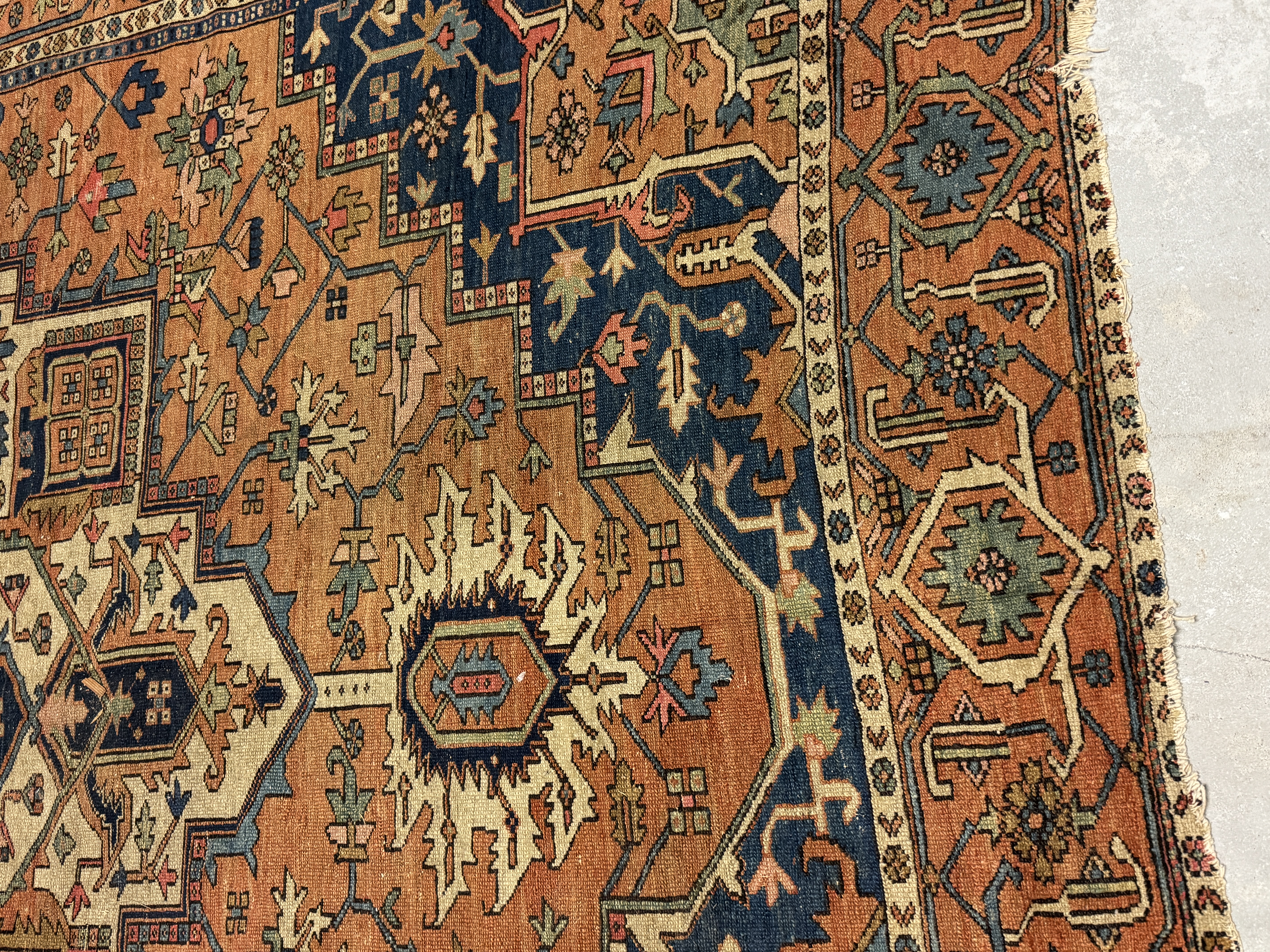 Large King Sized Hand-Knotted Persian Heriz Serapi Carpet