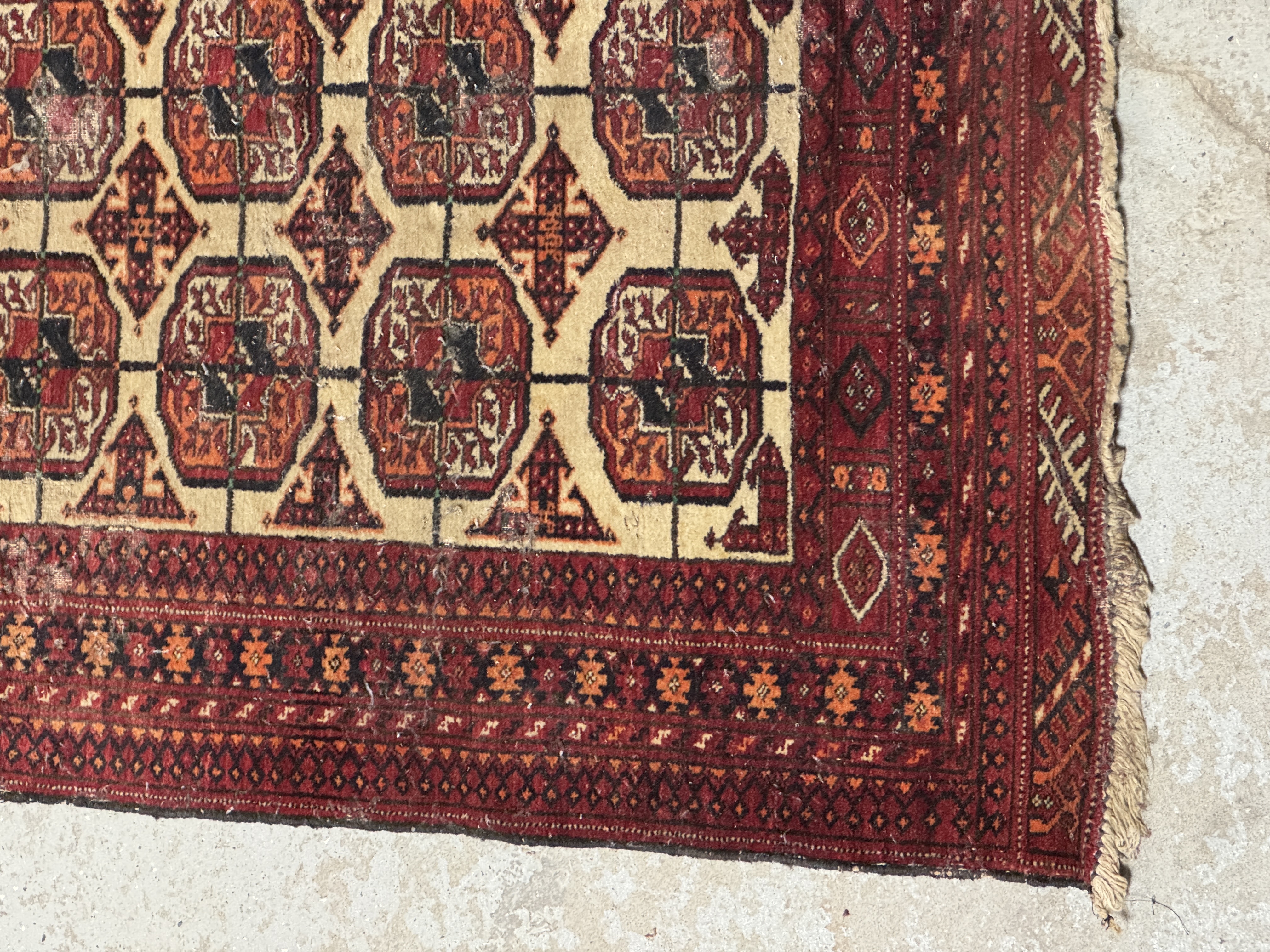 Vintage Hand-Knotted Tekke Turkoman Wool Rug