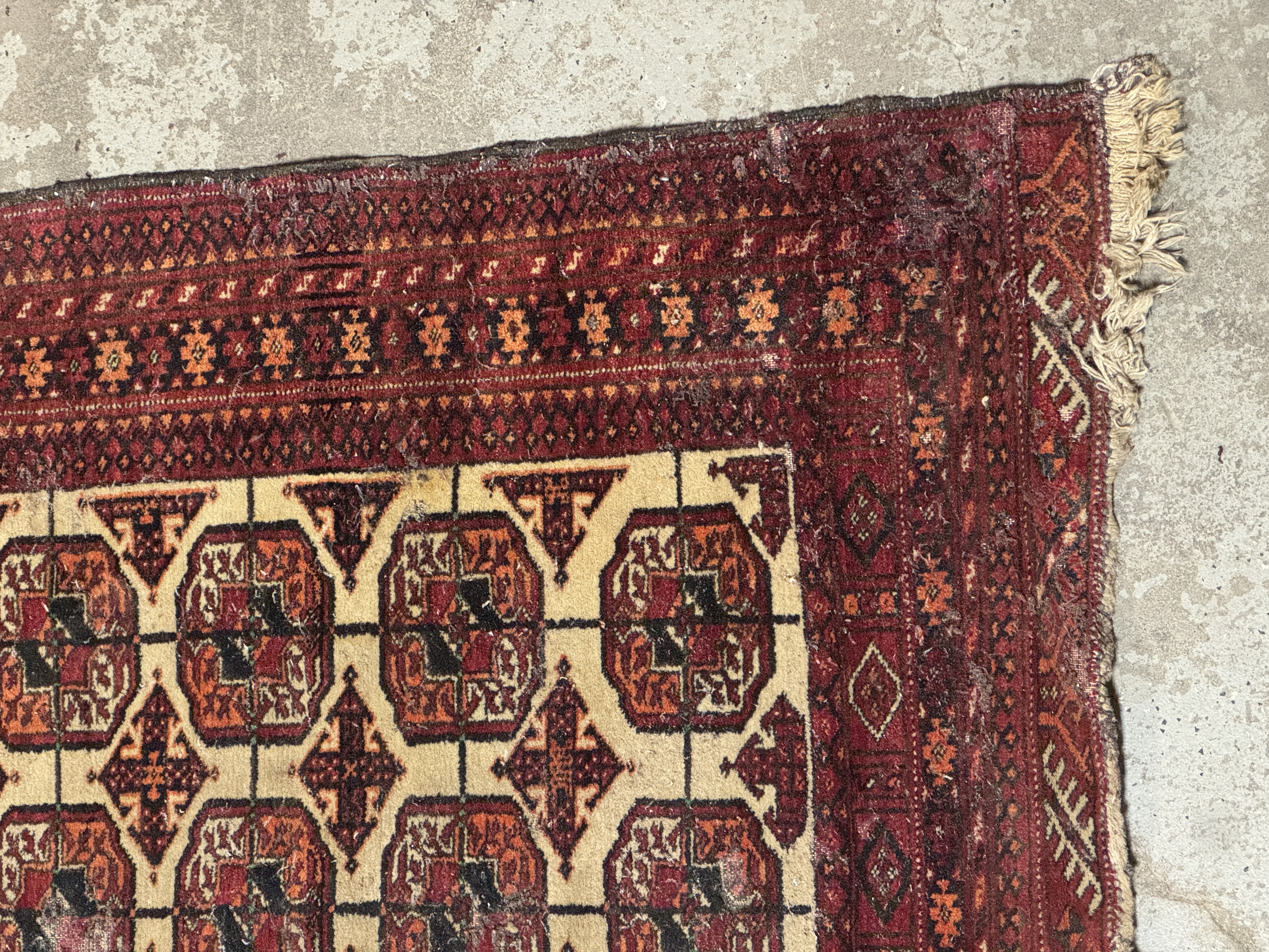 Vintage Hand-Knotted Tekke Turkoman Wool Rug