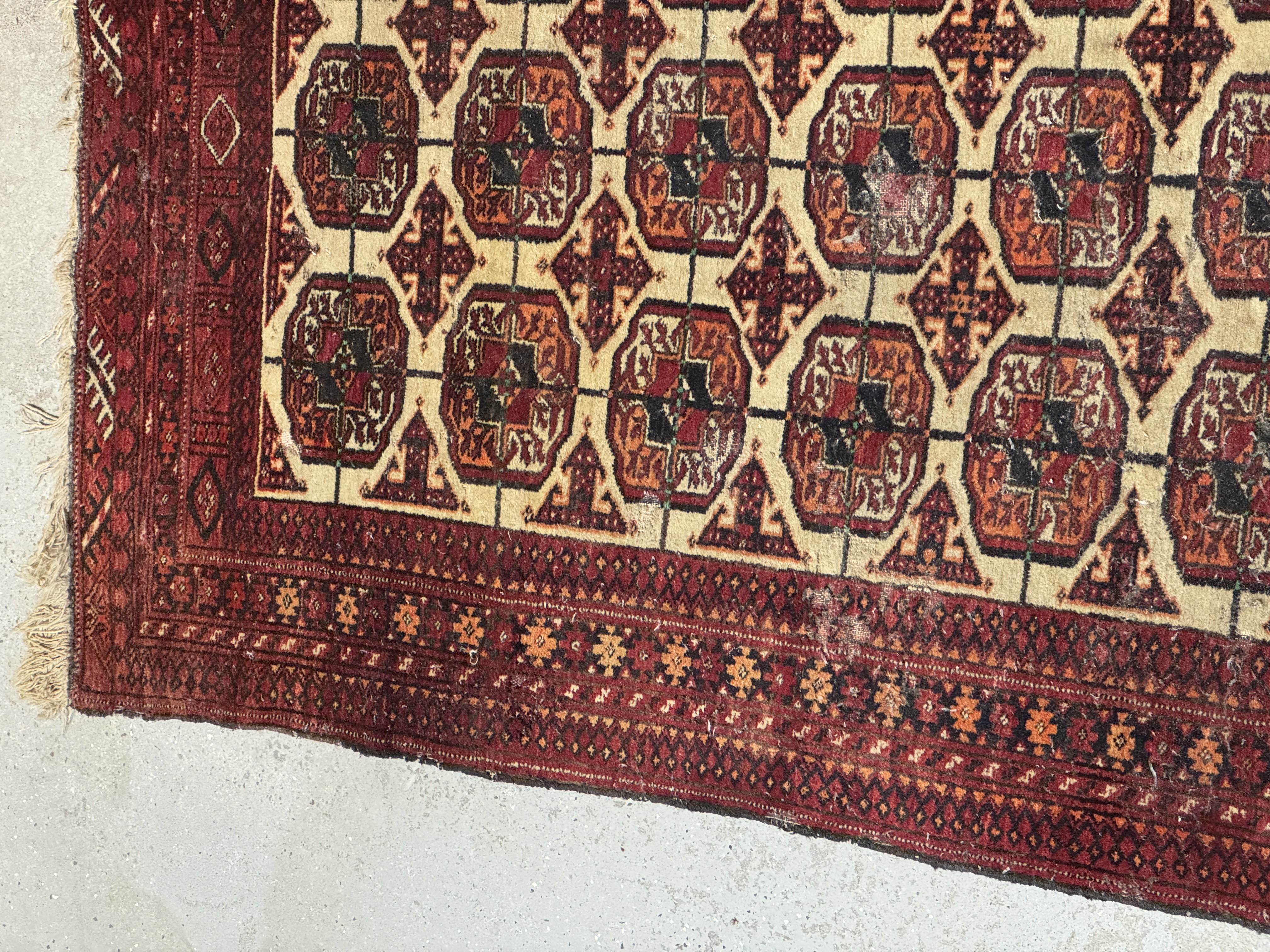Vintage Hand-Knotted Tekke Turkoman Wool Rug