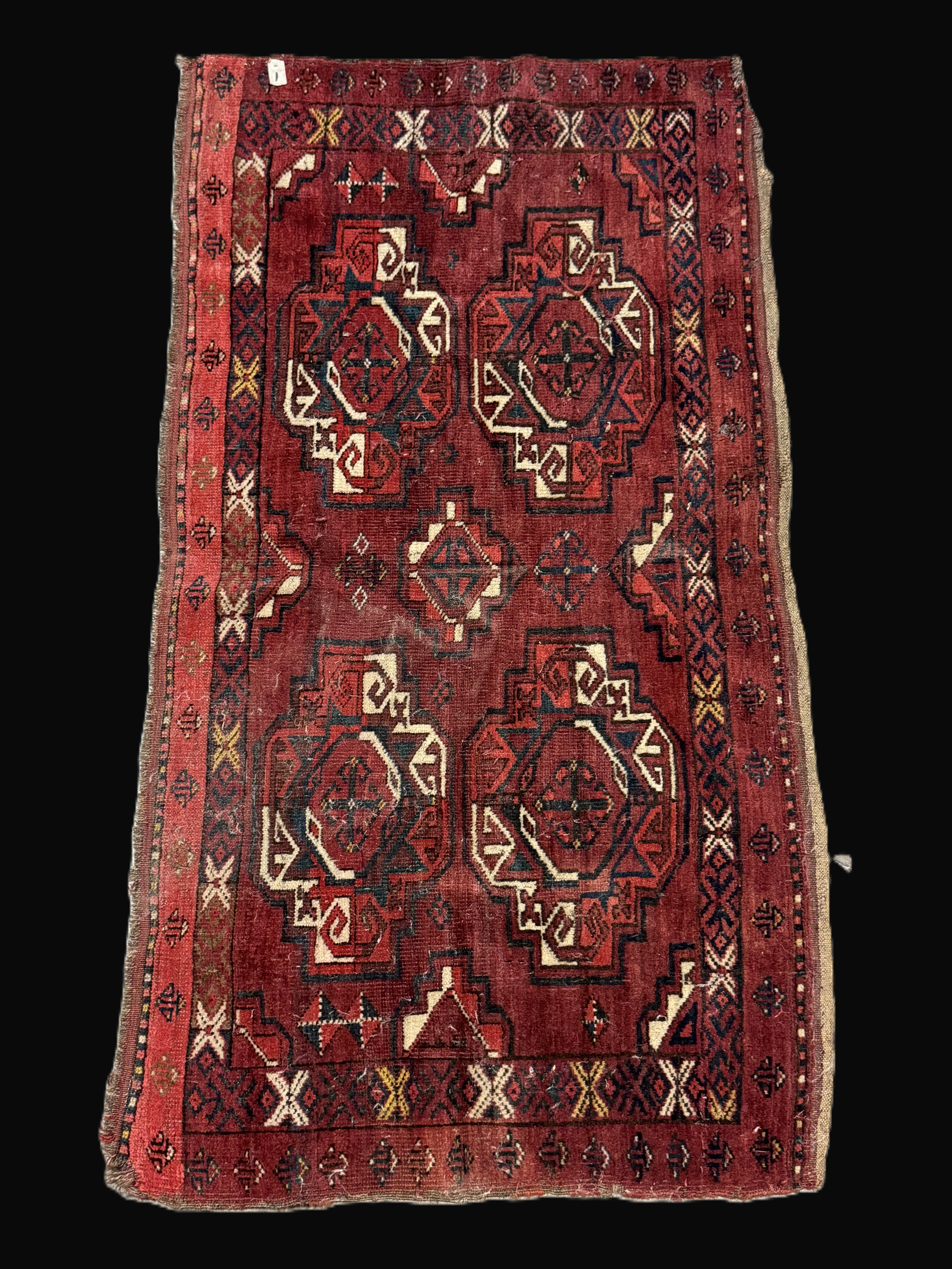 Hand-Knotted Tribal Rug with Geometric Medallion Design