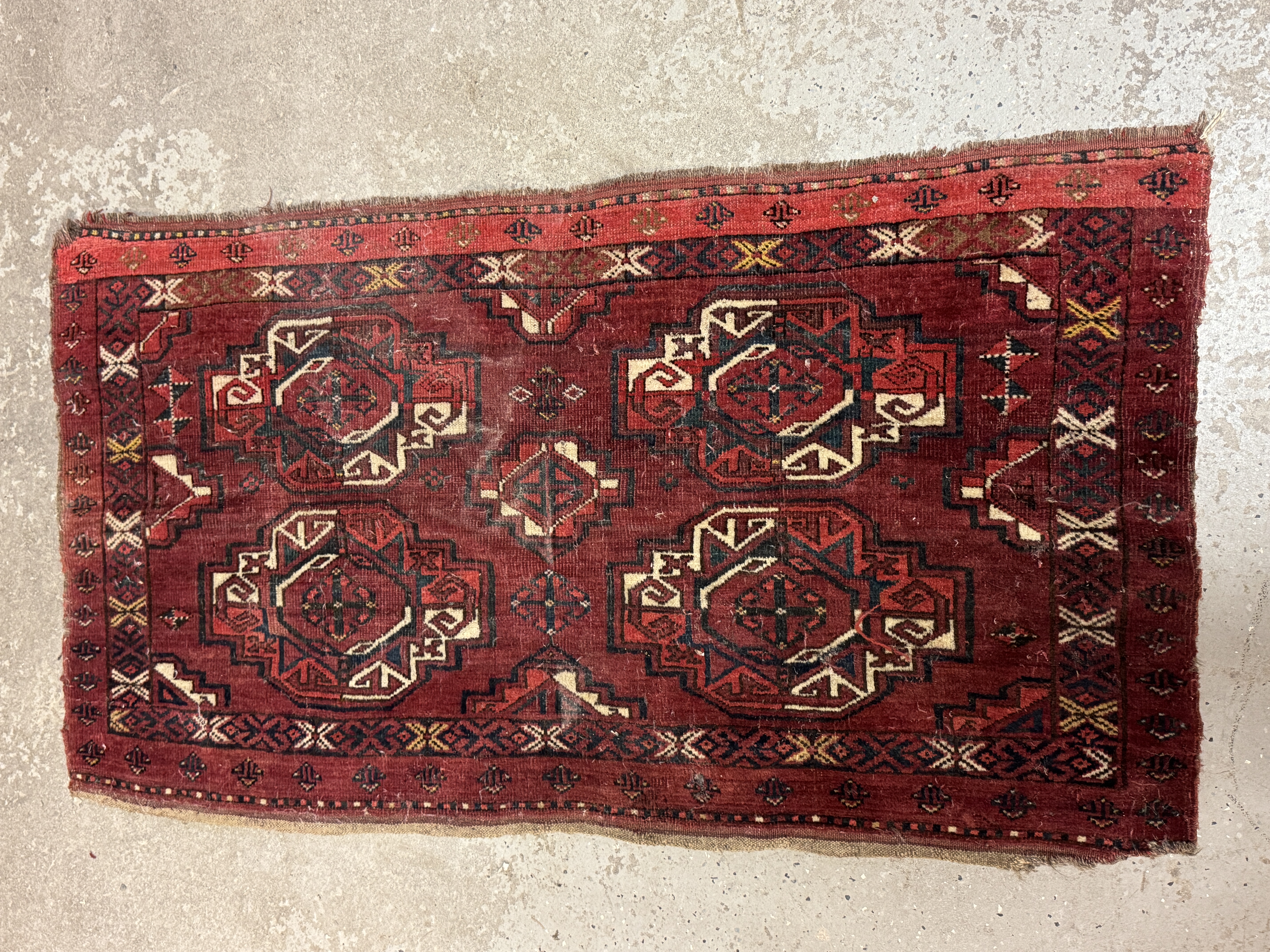 Hand-Knotted Tribal Rug with Geometric Medallion Design
